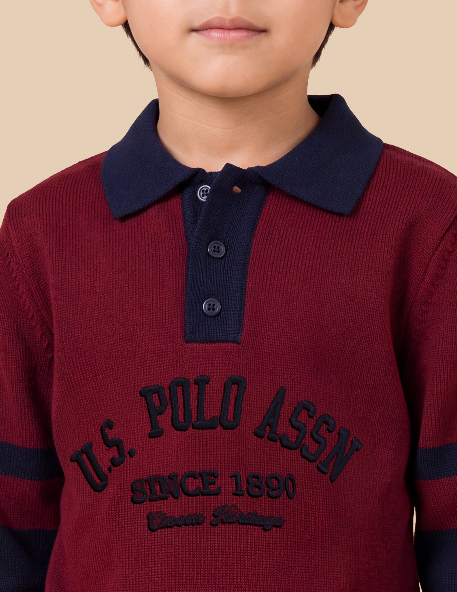 Brand Embroidered Regular Fit Sweater Maroon - U.S. Polo Assn. India | Large