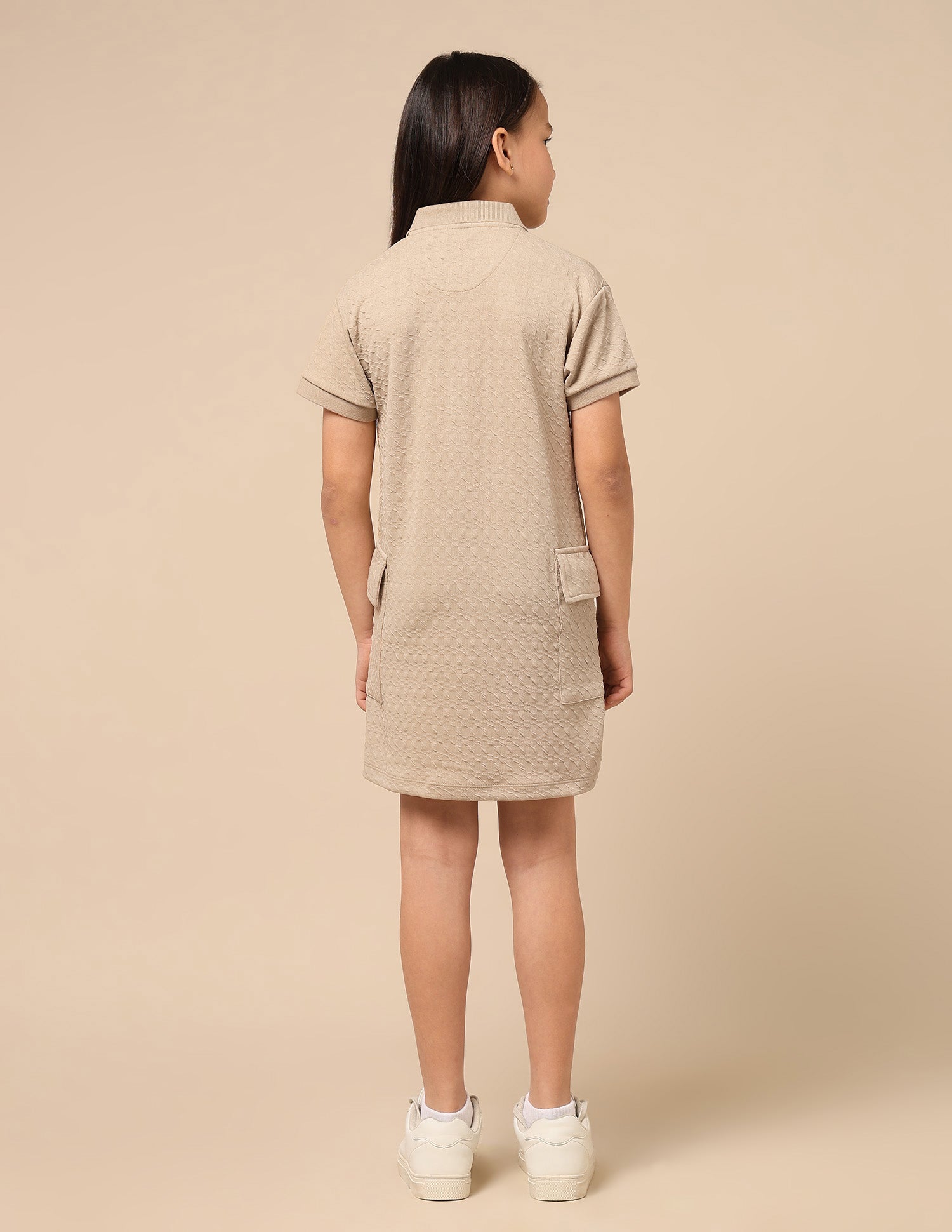 Girls Textured T-Shirt Dress Beige - U.S. POLO ASSN. | Large