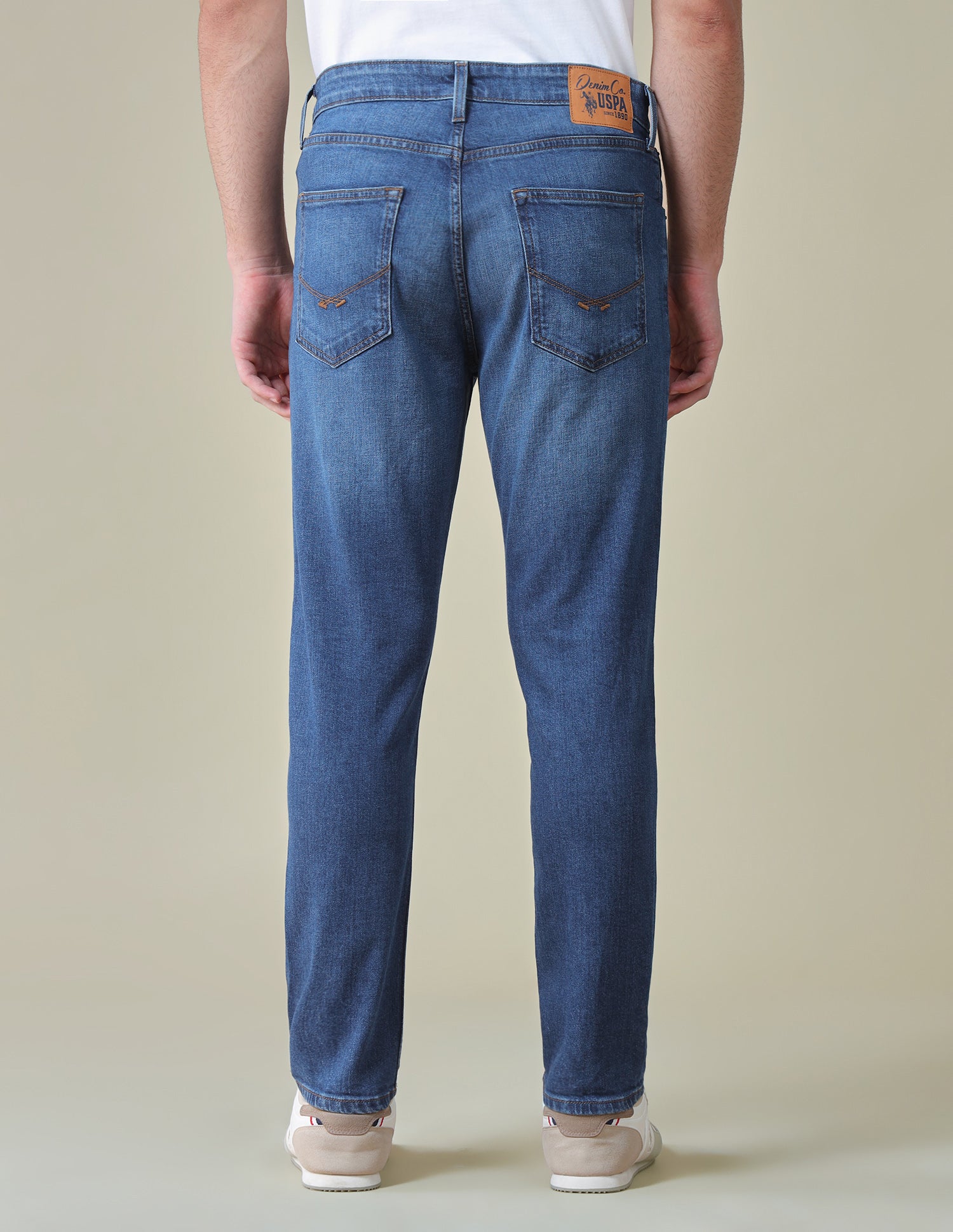 Cole Comfort Cropped Fit Blue Jeans Mid Blue - U.S. Polo Assn. India | Large