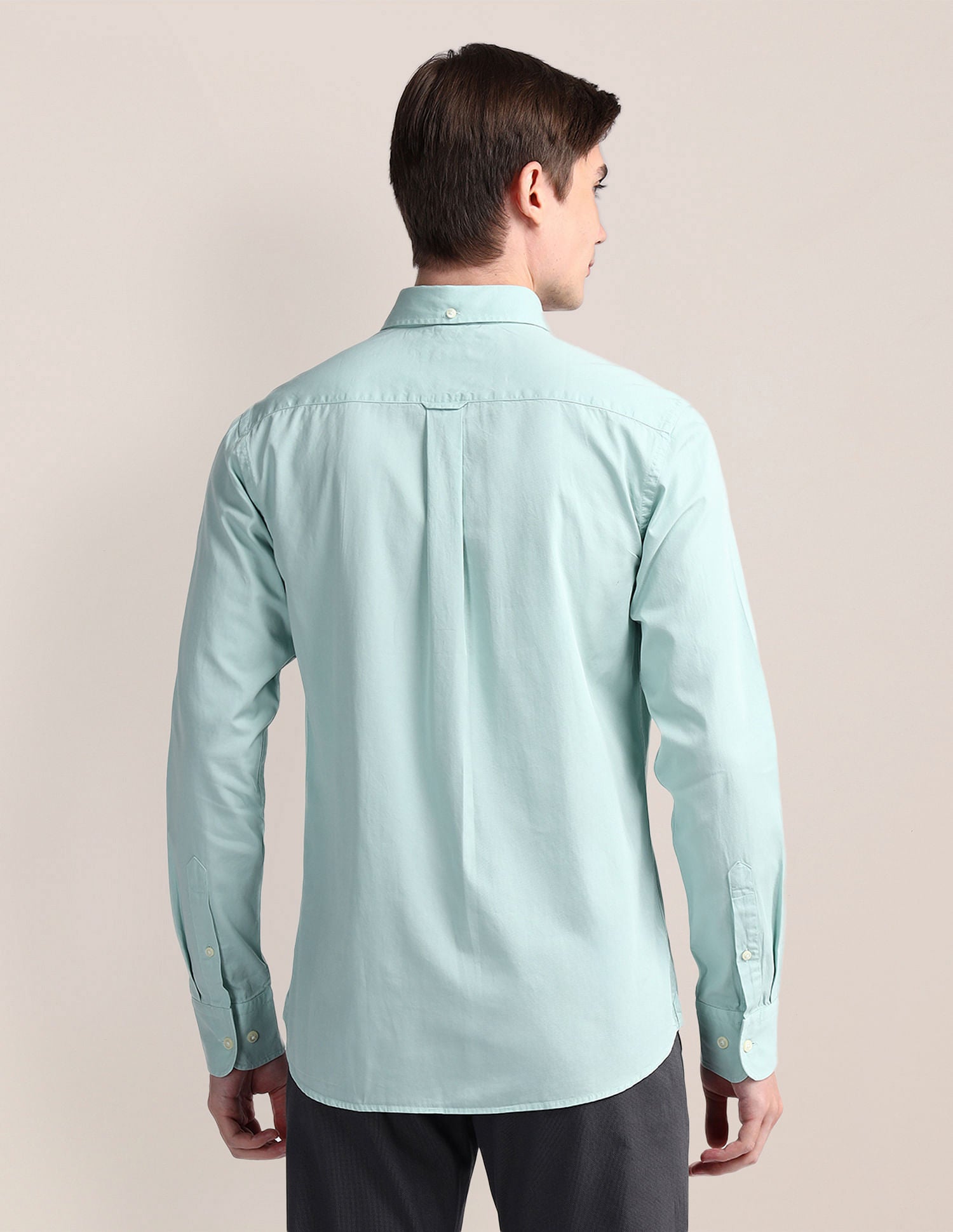 Tailored Fit Cotton Twill Shirt Light Green - U.S. POLO ASSN. | Large