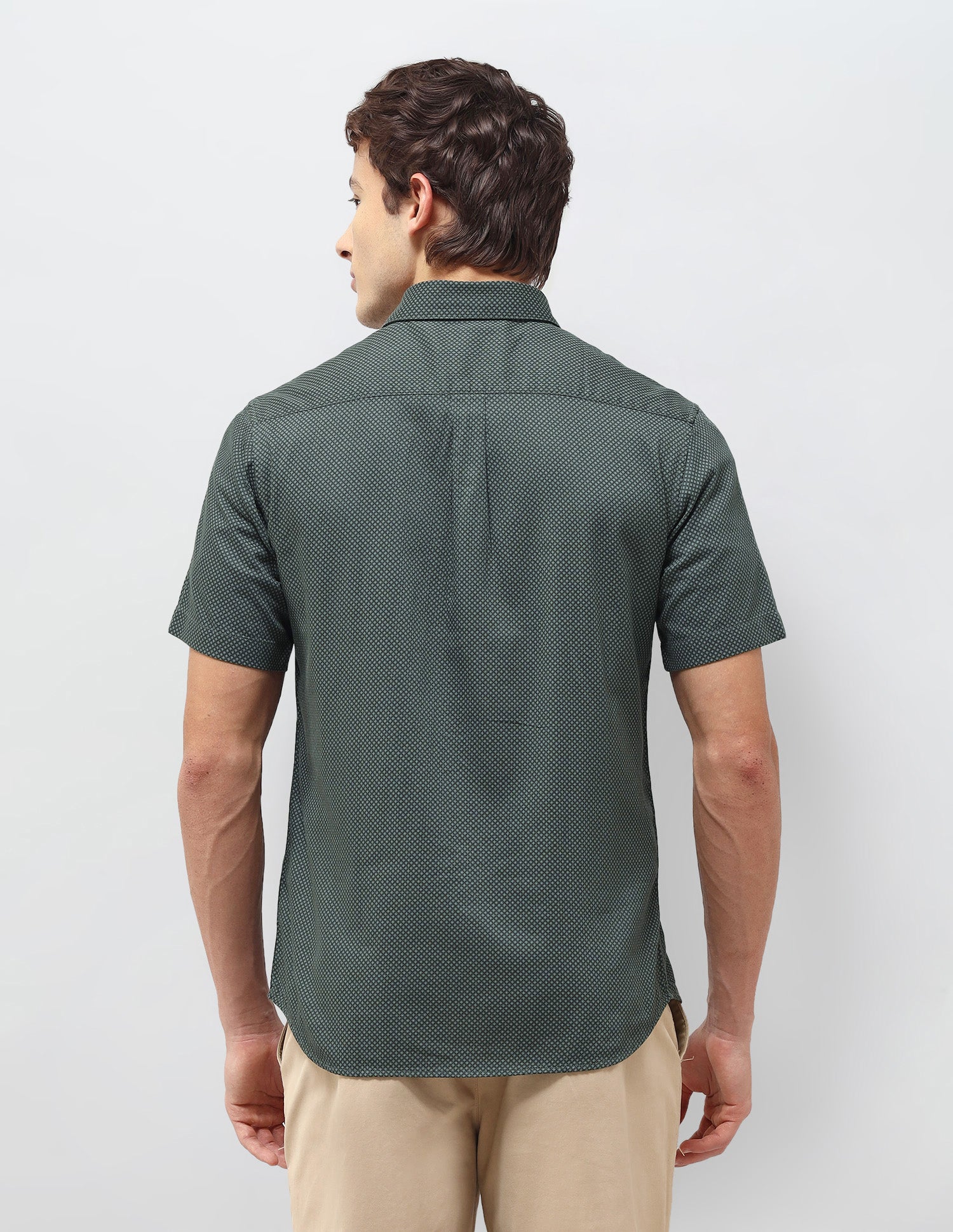 Regular Fit Self Design Geometric Shirt Olive - U.S. Polo Assn. India | Large