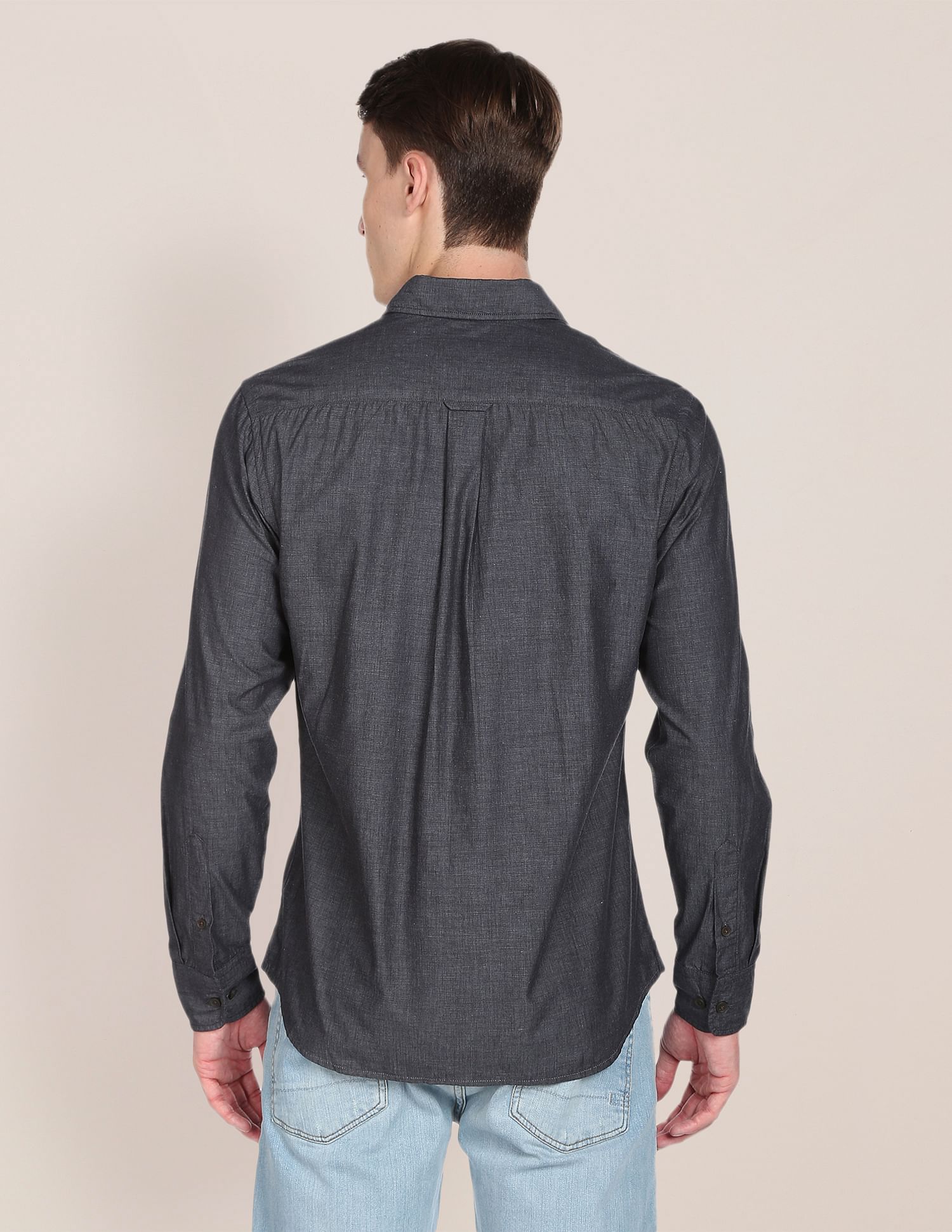 Patch Pocket Heathered Casual Shirt Charcoal - U.S. Polo Assn. India | Large