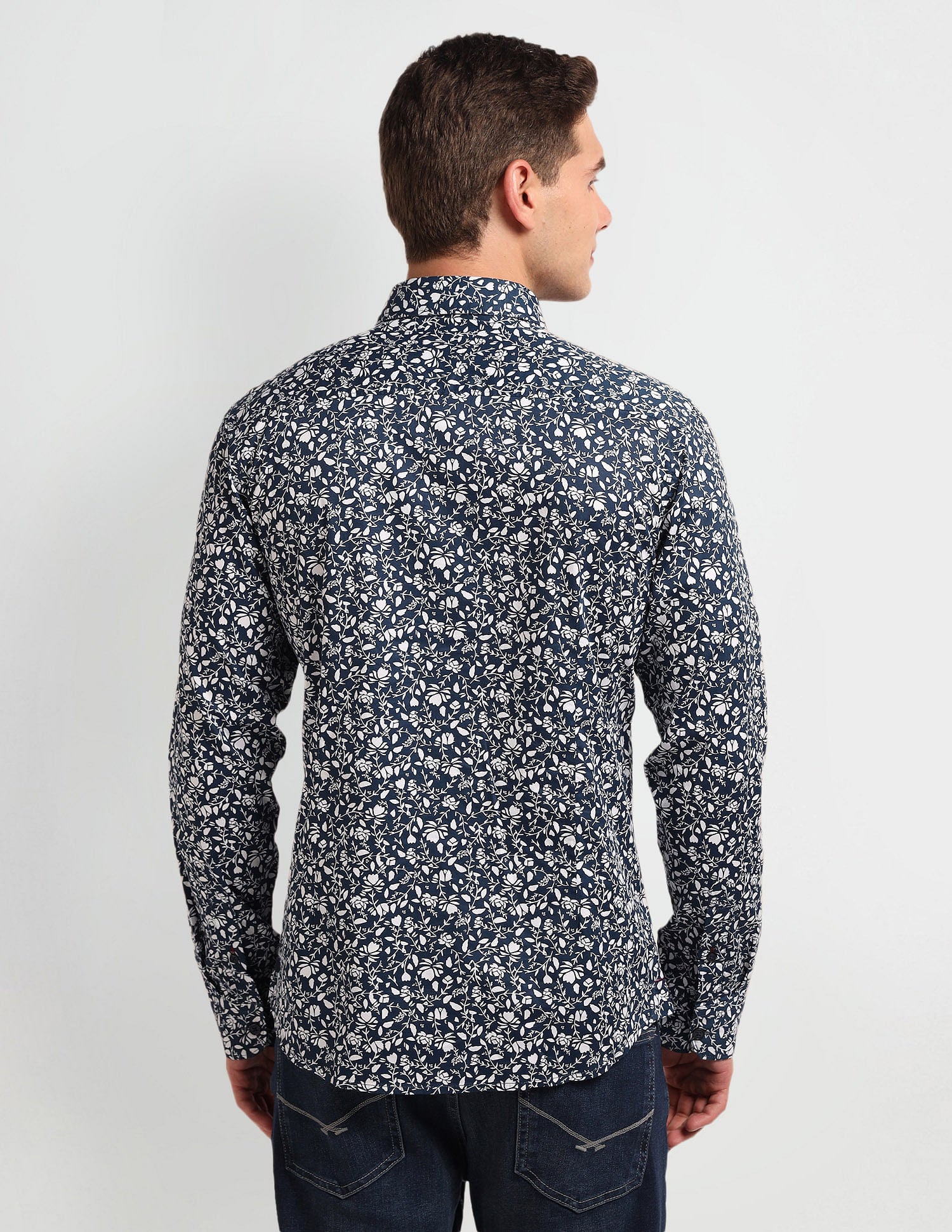 Floral Print Slim Fit Shirt Navy - U.S. Polo Assn. India | Large