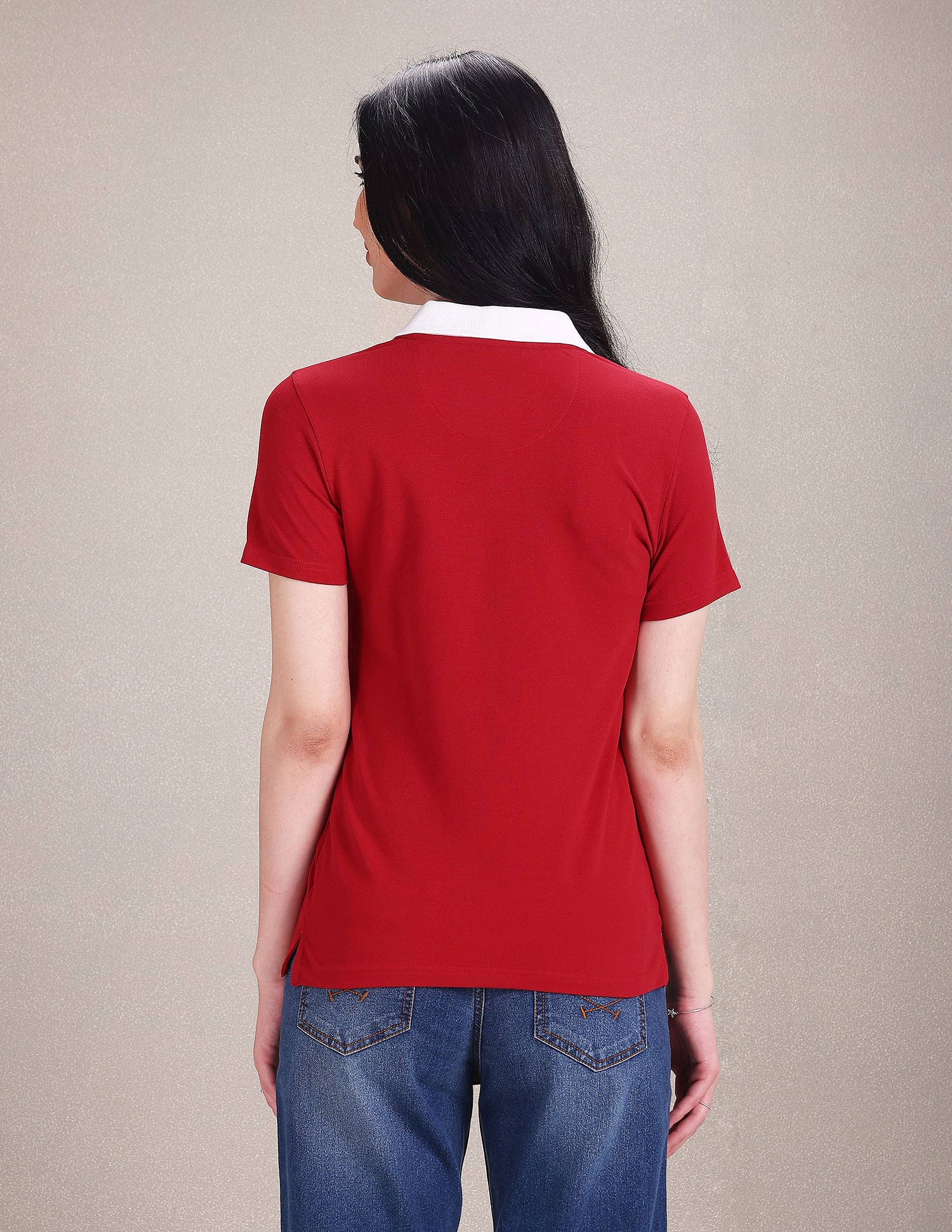 Contrast Collar Solid Polo Shirt Red - U.S. POLO ASSN. | Large