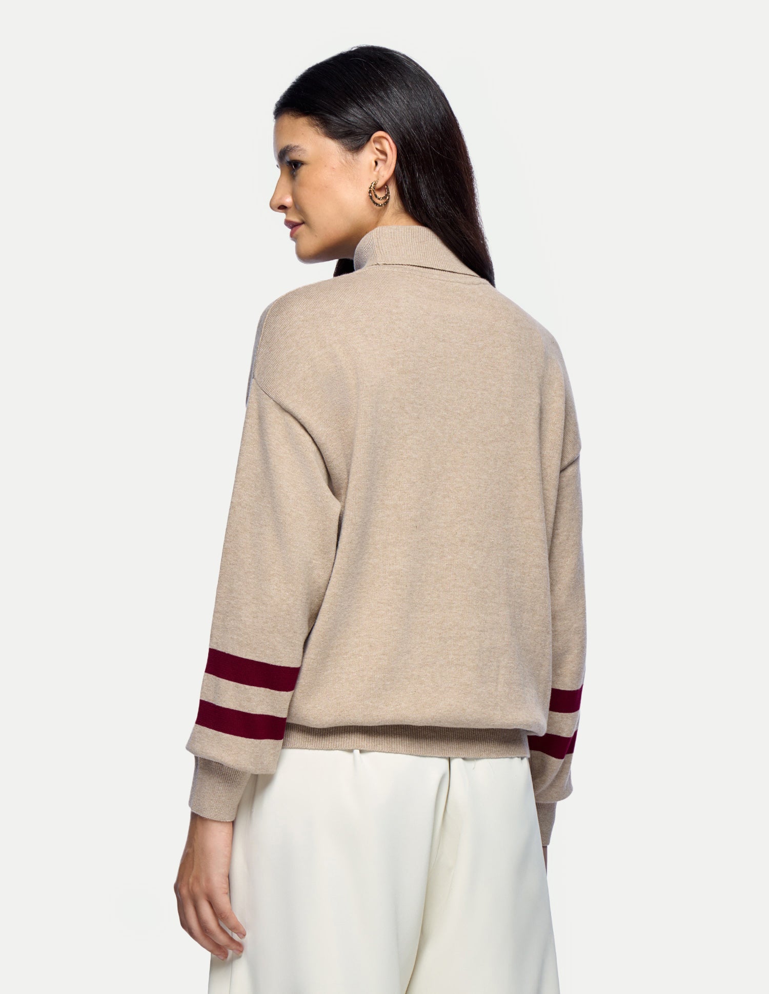 Brand Embroidered Relaxed Fit Sweater Beige - U.S. Polo Assn. India | Large