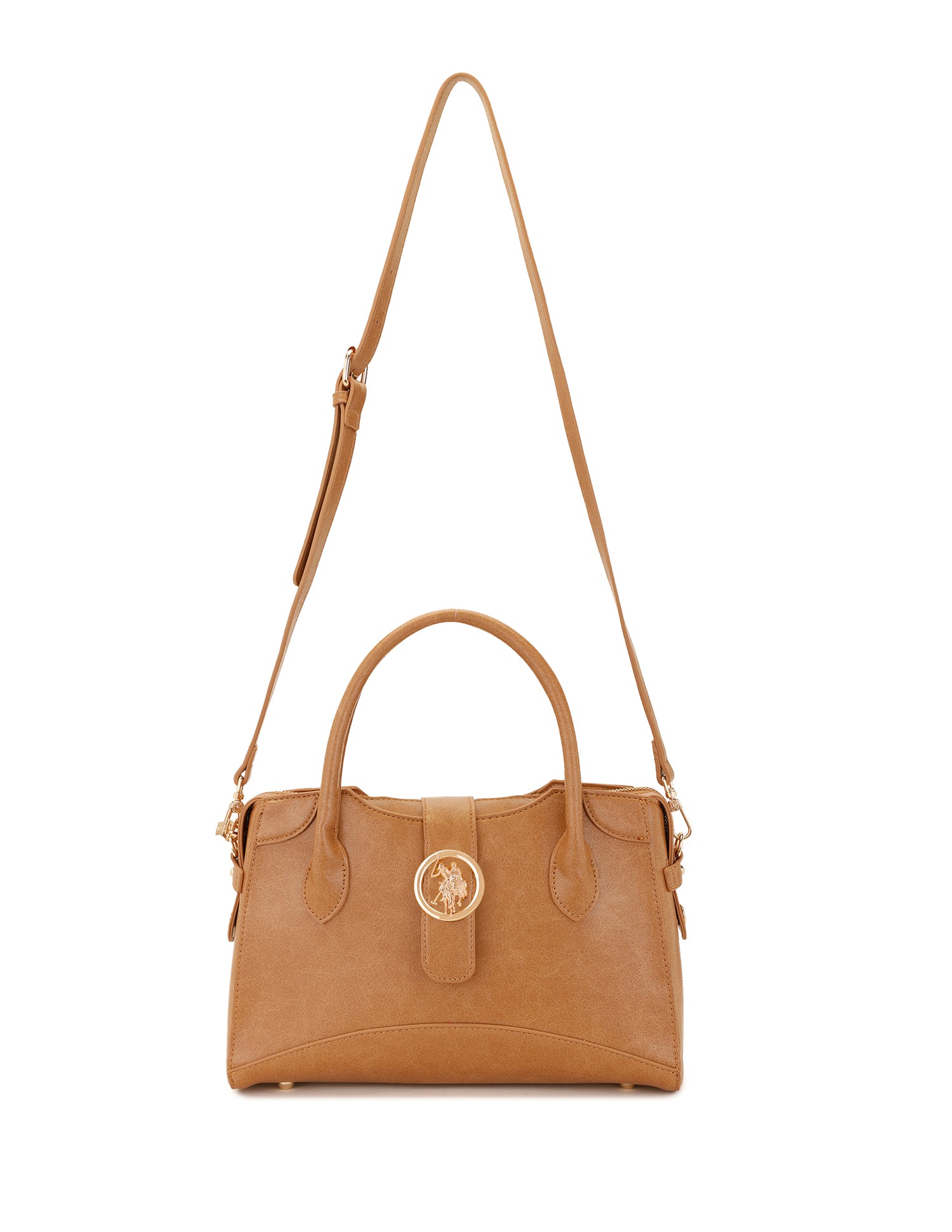 Women Ami Textured Satchel Bag Tan - U.S. POLO ASSN. | Large