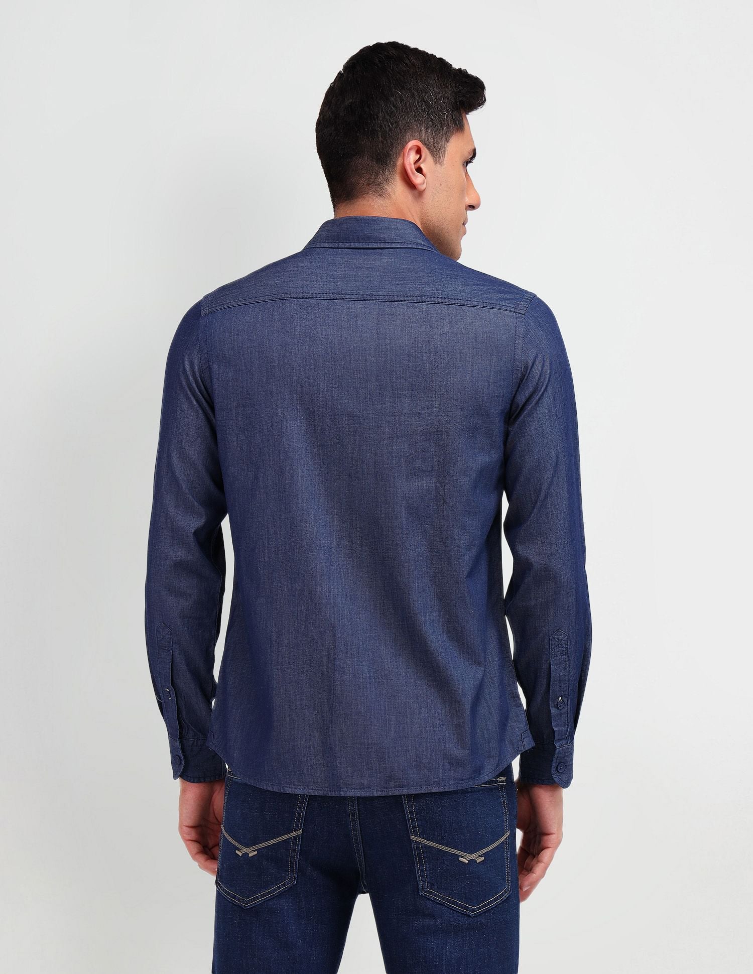 Slim Fit Chambray Shirt Indigo - U.S. Polo Assn. India | Large