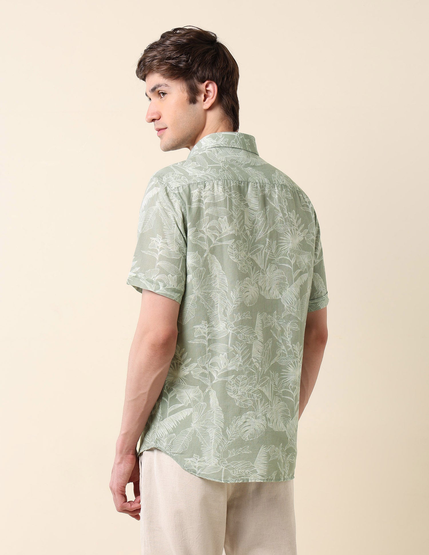 Tropical Printed Tailored Fit Shirt Sage - U.S. Polo Assn. India | Large