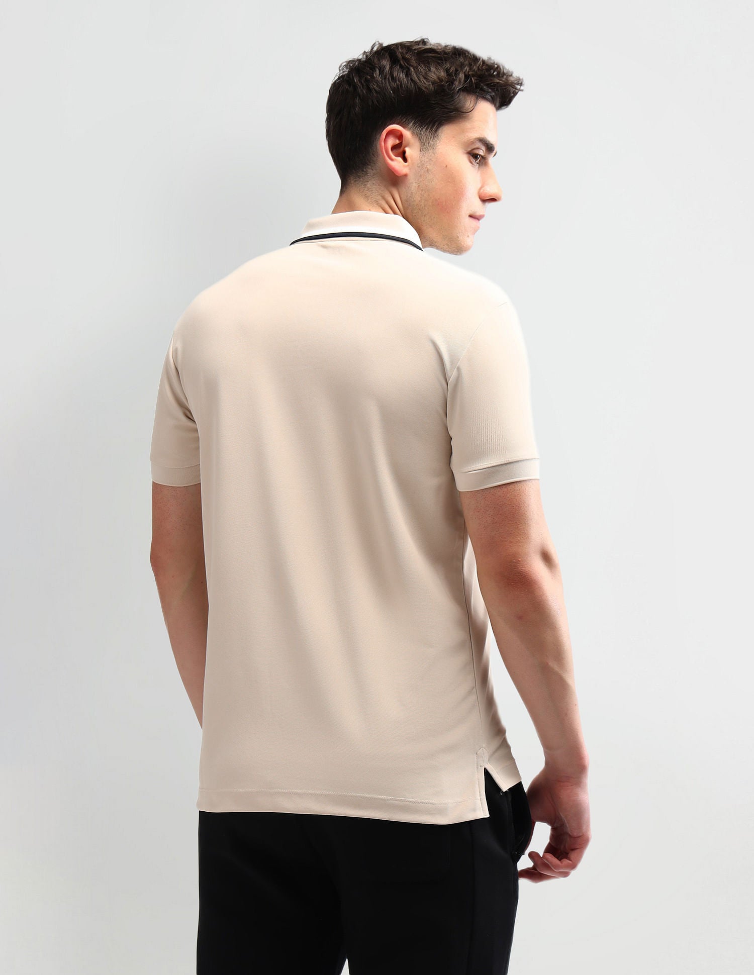 Slim Fit Striped Polo Shirt Beige - U.S. Polo Assn. India | Large