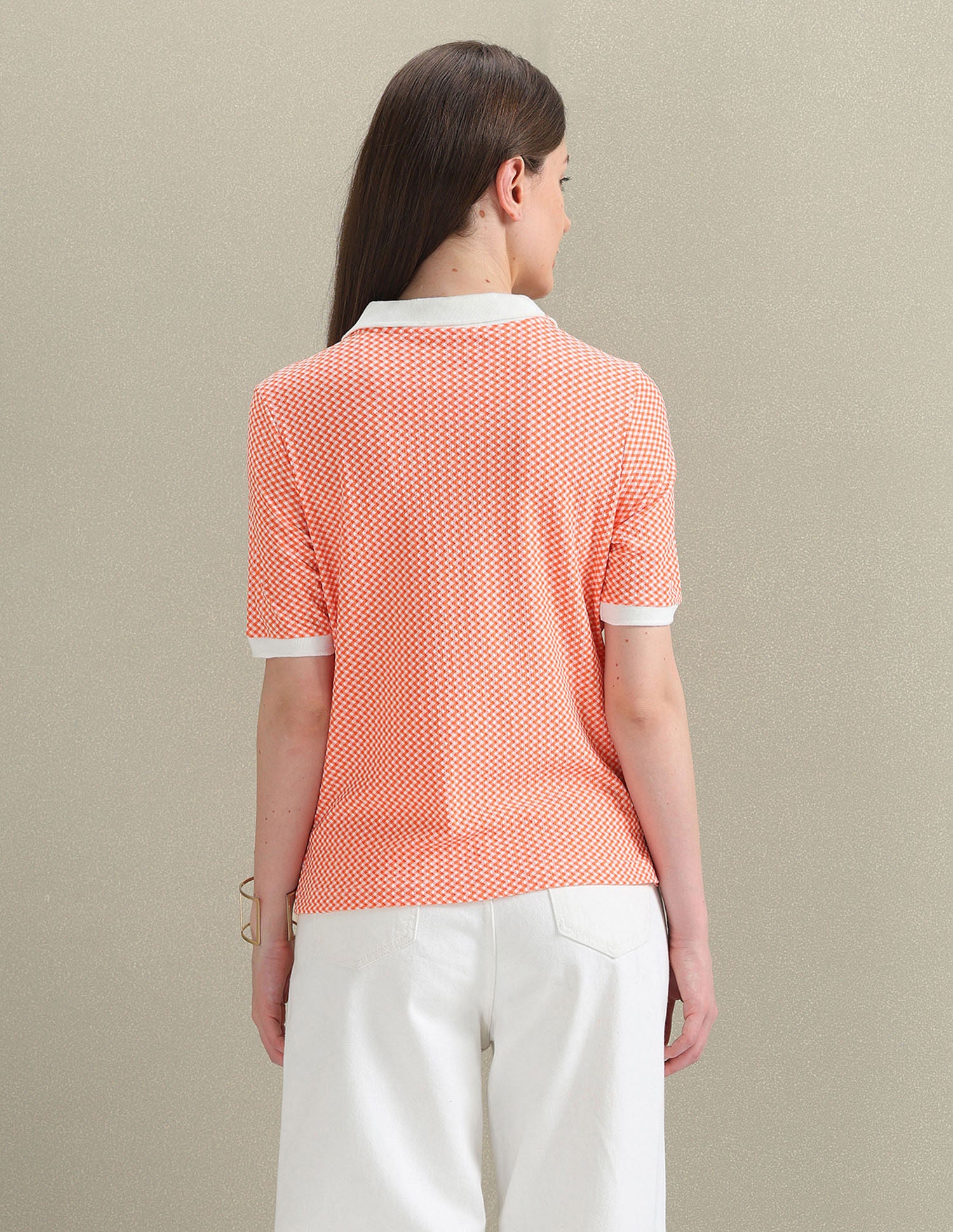 Open Placket Textured Polo Shirt Orange - U.S. POLO ASSN. | Large