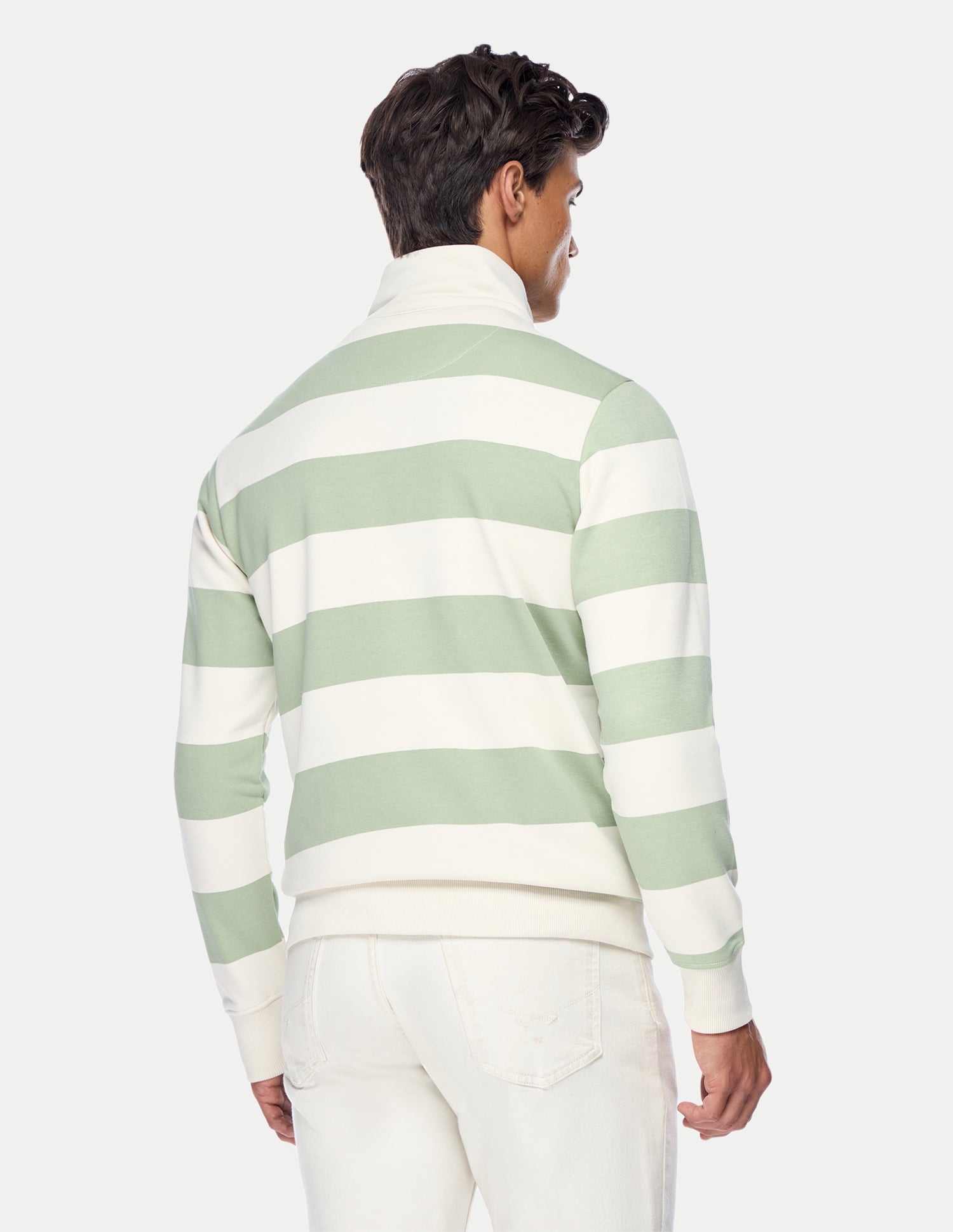 Horizontal Striped Regular Fit Sweatshirt Light Green - U.S. Polo Assn. India | Large