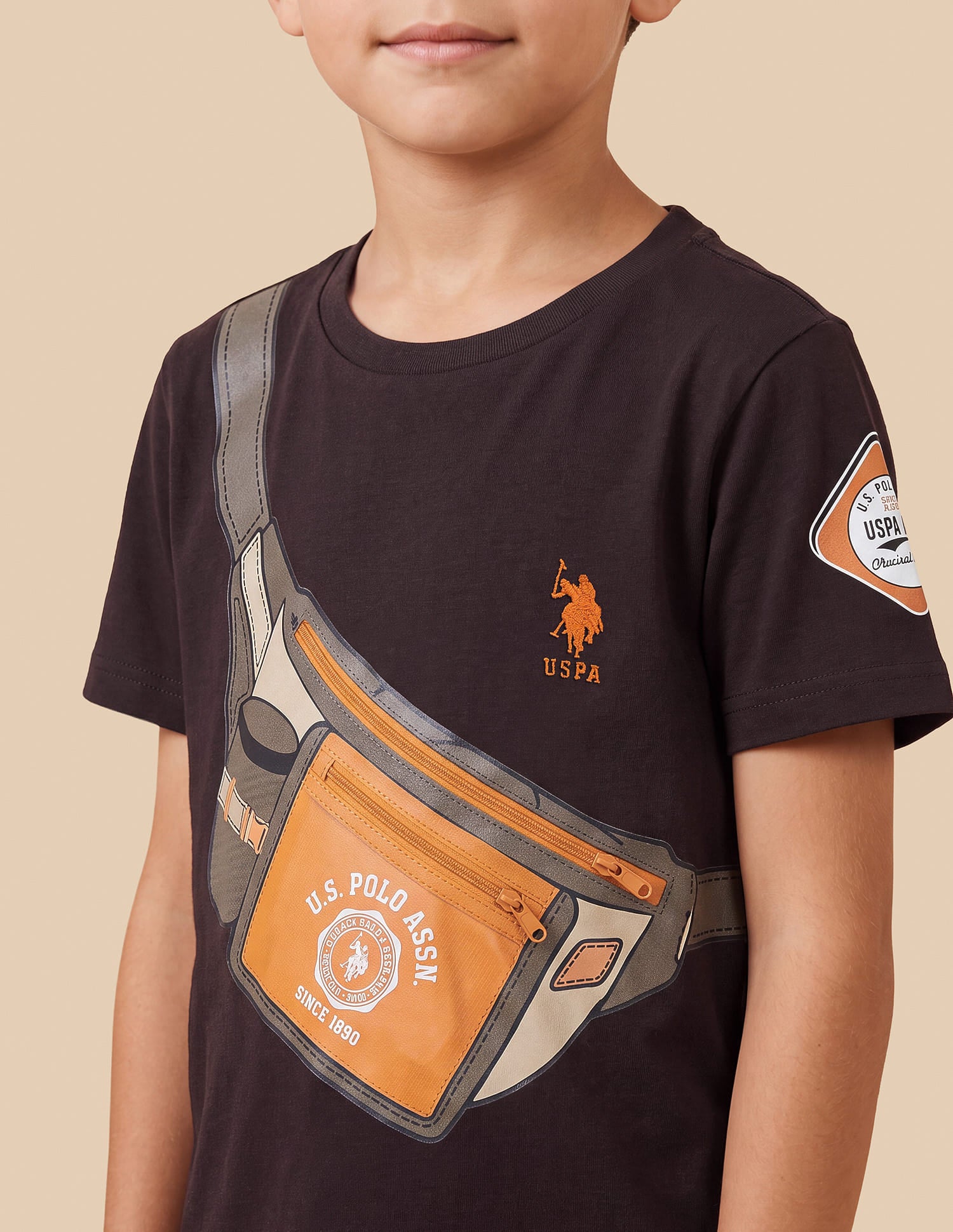 Graphic Printed Regular Fit T-Shirt Brown - U.S. Polo Assn. India | Large