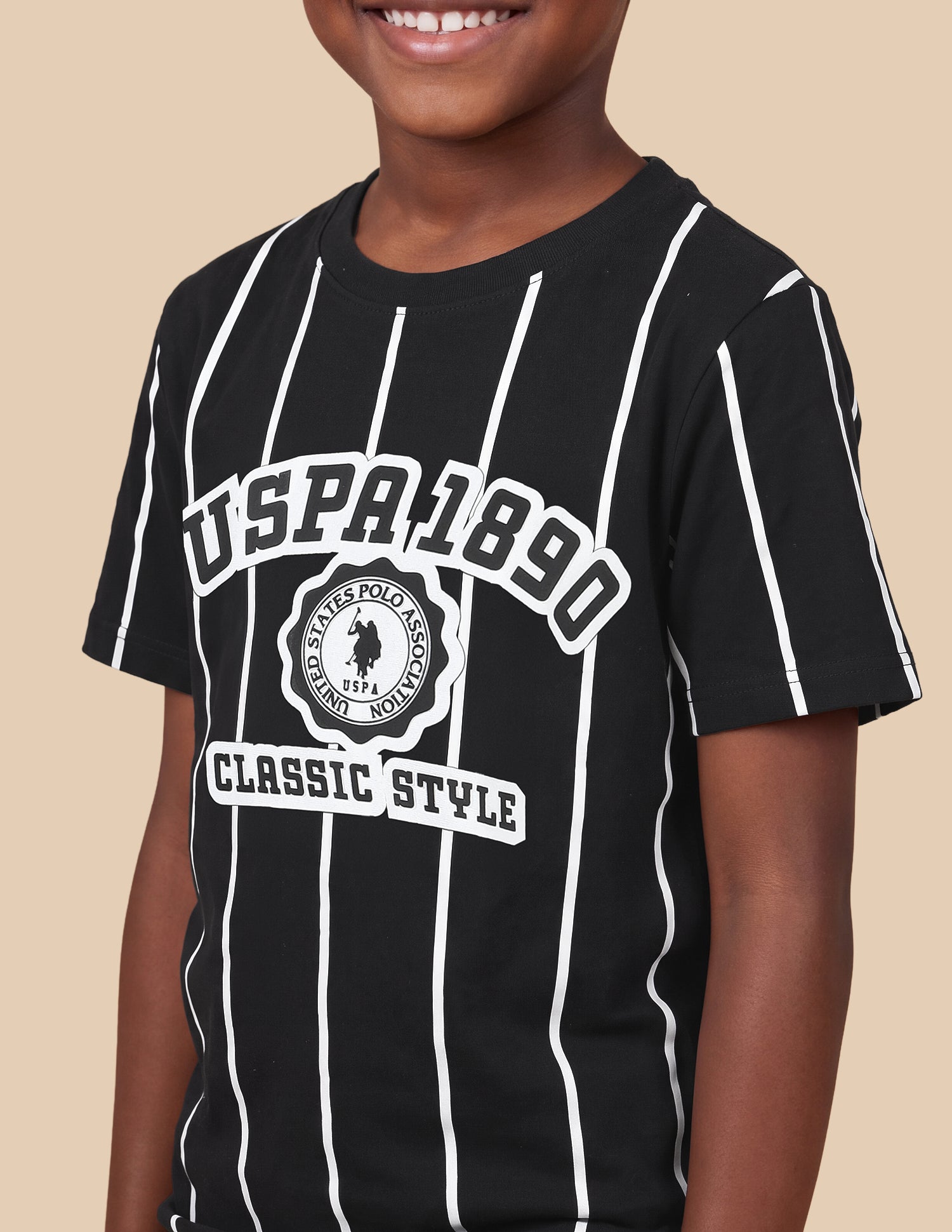 Vertical Striped Regular Fit T-Shirt Black - U.S. Polo Assn. India | Large
