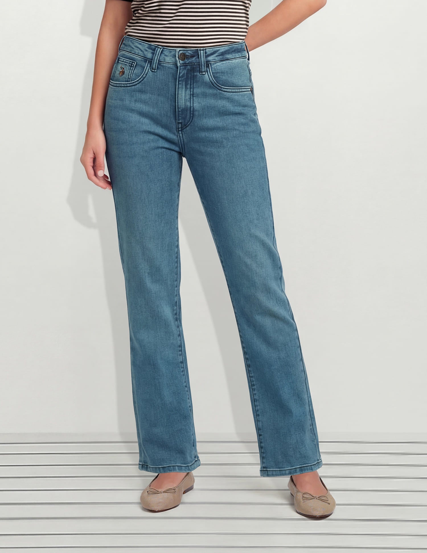 High Rise Straight Fit Jeans Blue - U.S. Polo Assn. India | Large