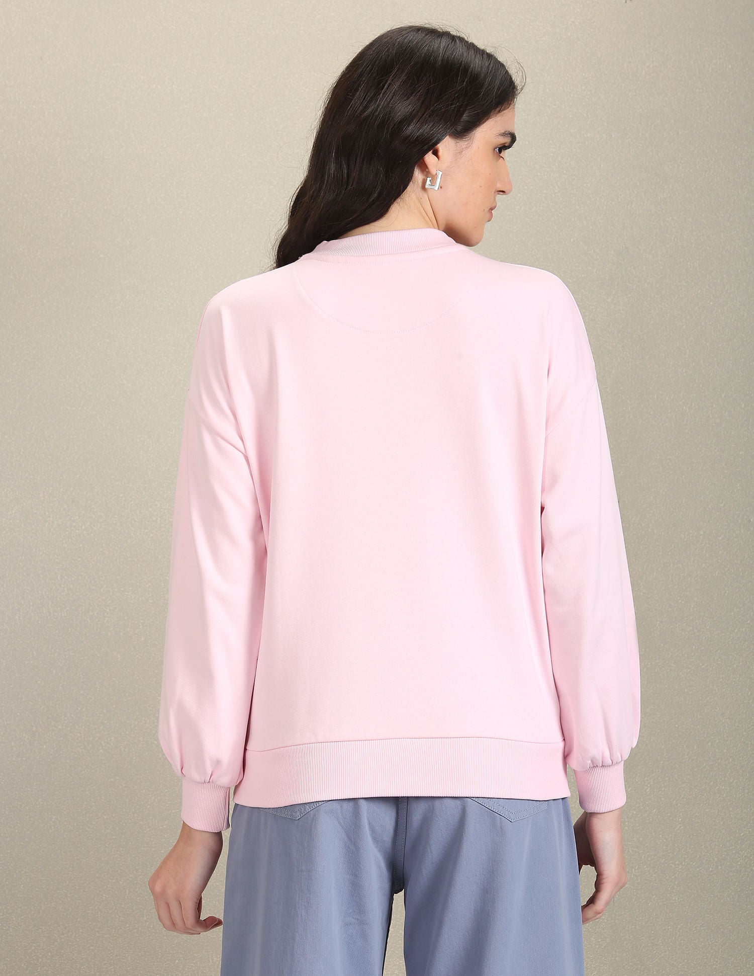 Mock Neck Brand Print Sweatshirt Pink - U.S. POLO ASSN. | Large