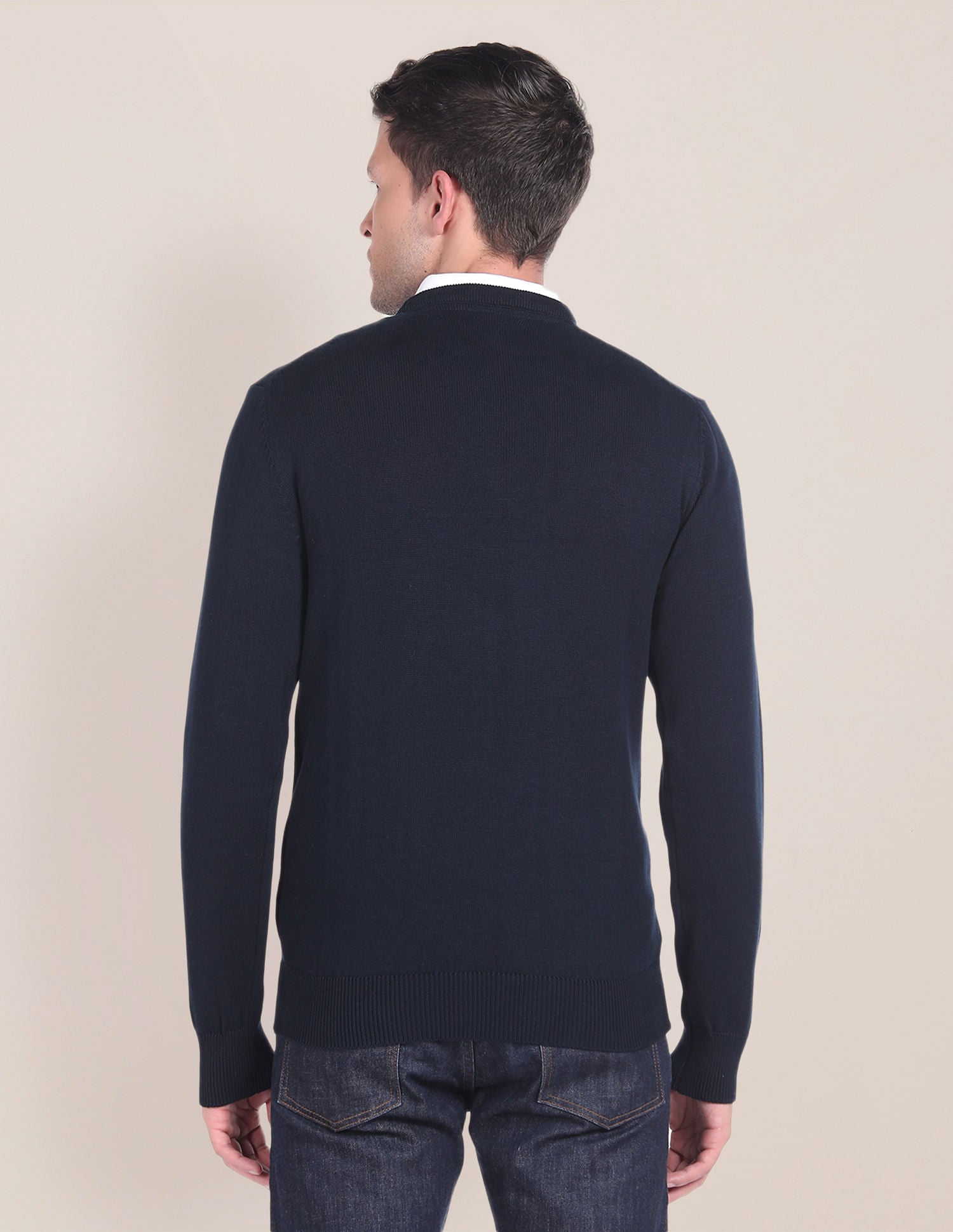 Crew Neck Brand Embroidered Sweater Navy - U.S. POLO ASSN. | Large