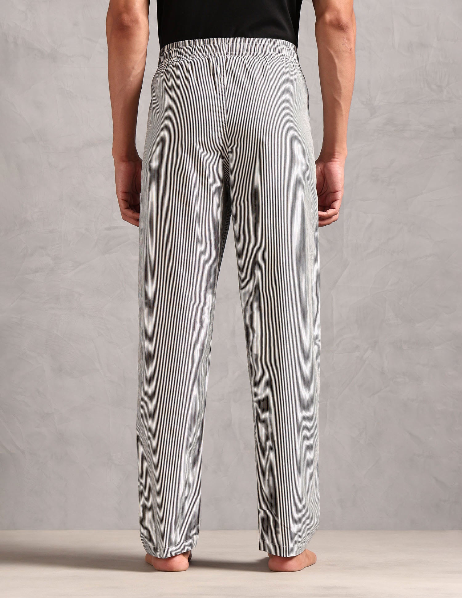 Pure Cotton Striped LP004 Lounge Pants - Pack Of 1 White and Navy Stripe - U.S. Polo Assn. India | Large