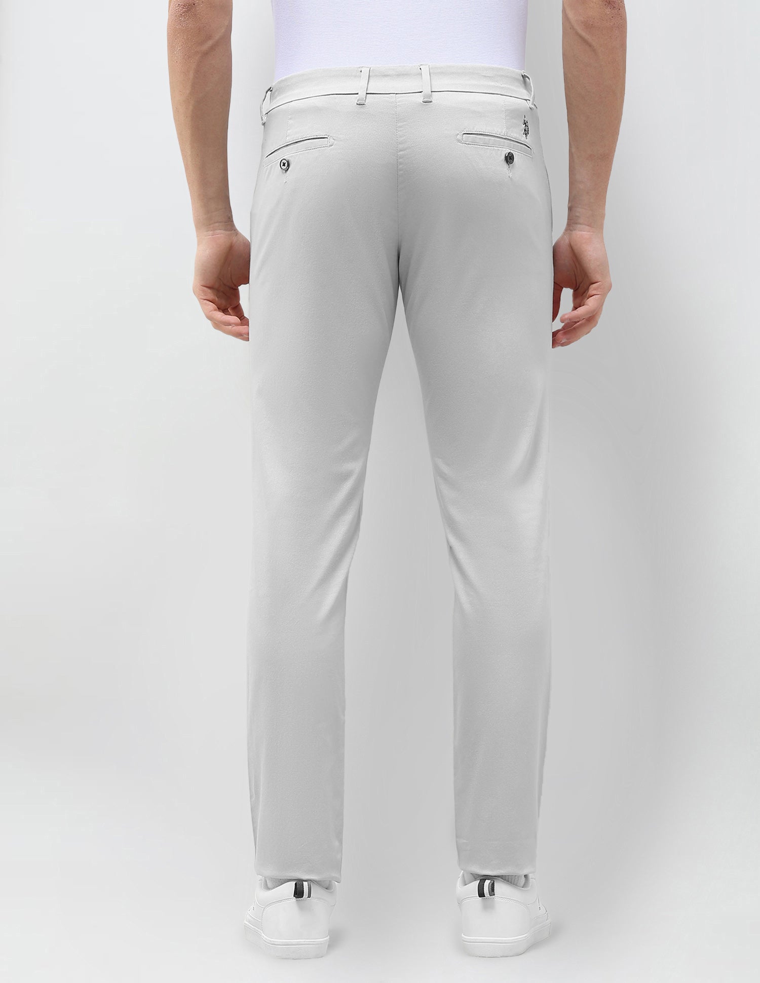 Denver Slim Fit Dobby Trousers Light Grey - U.S. Polo Assn. India | Large