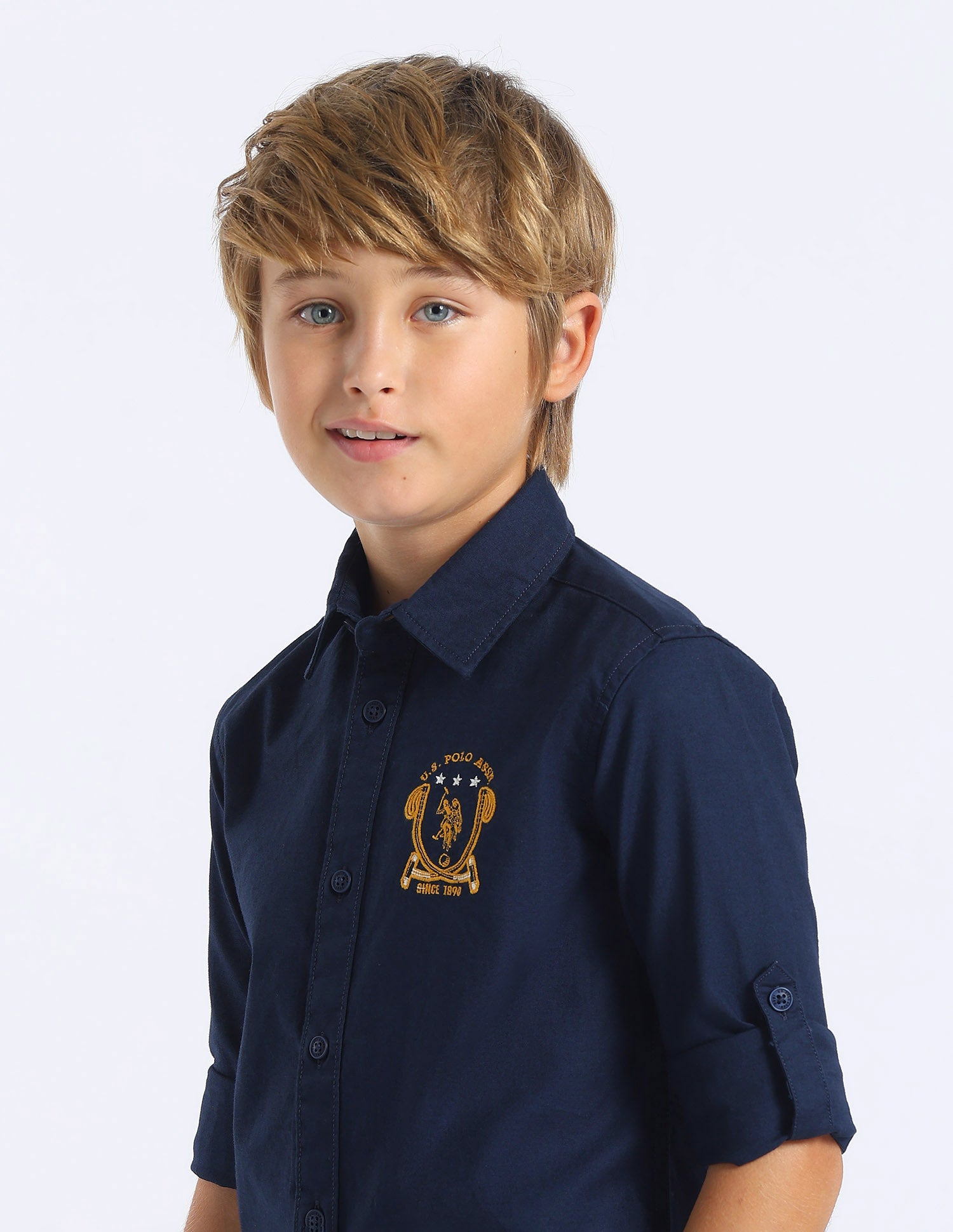 Boys Solid Regular Fit Shirt Navy - U.S. POLO ASSN. | Large