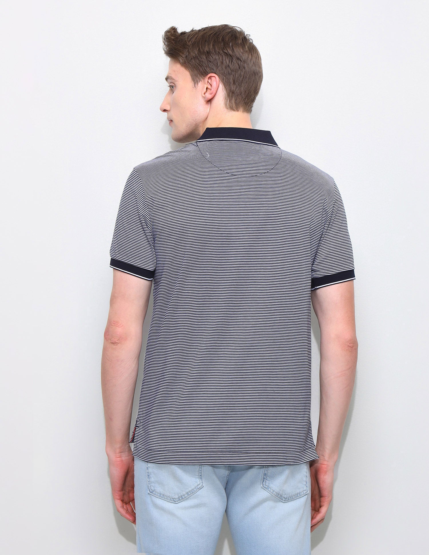 Horizontal Striped Slim Fit Polo Shirt Navy - U.S. Polo Assn. India | Large