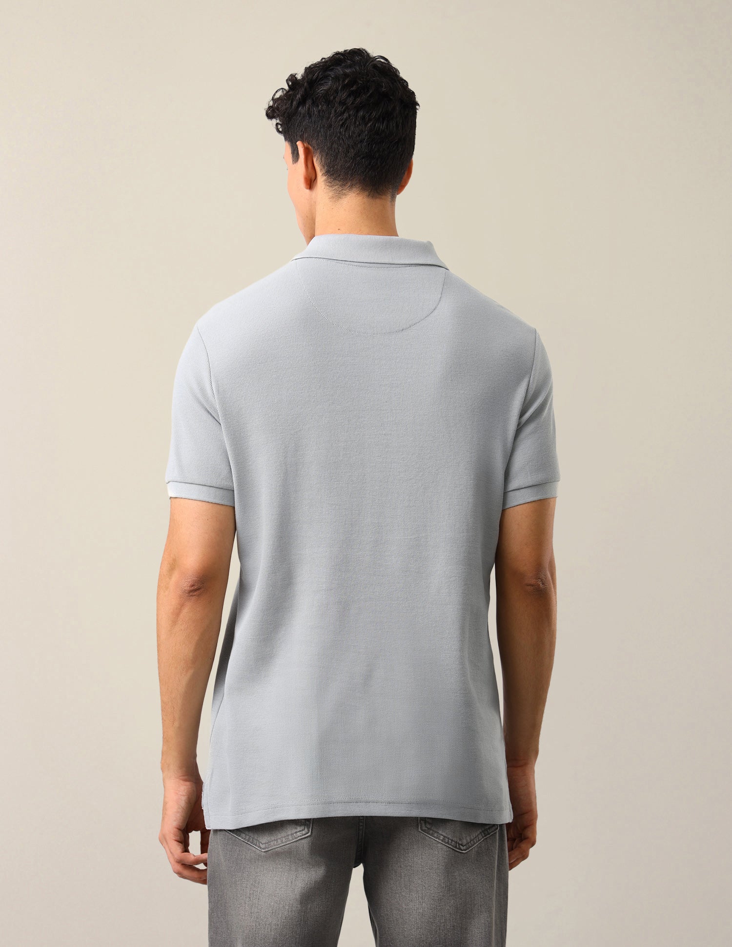 Brand Embossed Slim Fit Polo Shirt Grey - U.S. Polo Assn. India | Large