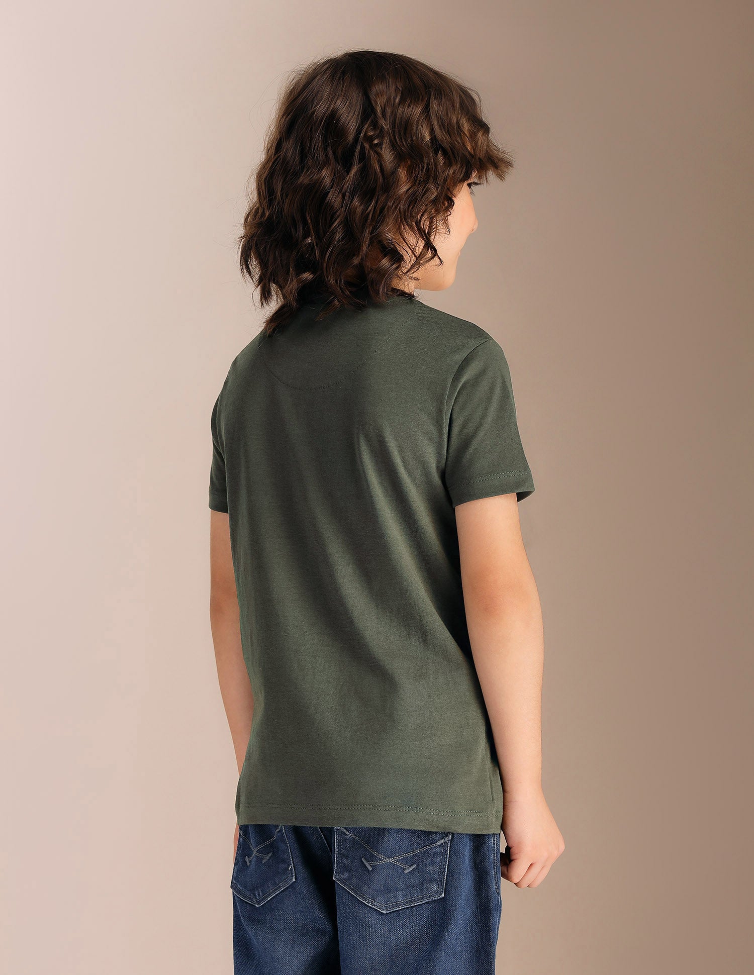 Boys Regular Fit Brand Printed T-Shirt Olive - U.S. POLO ASSN. | Large