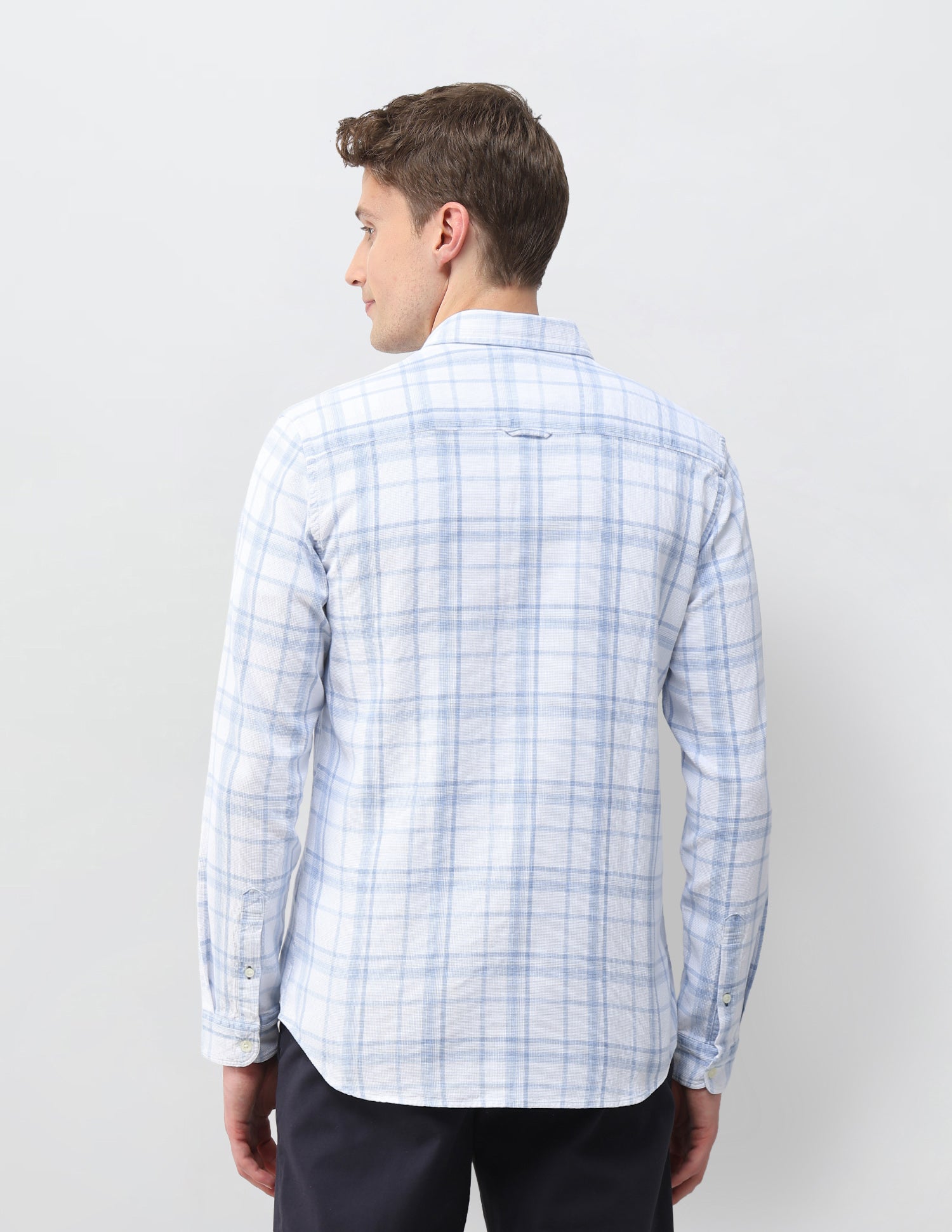 Tartan Checked Knitted Shirt Light Indigo - U.S. Polo Assn. India | Large