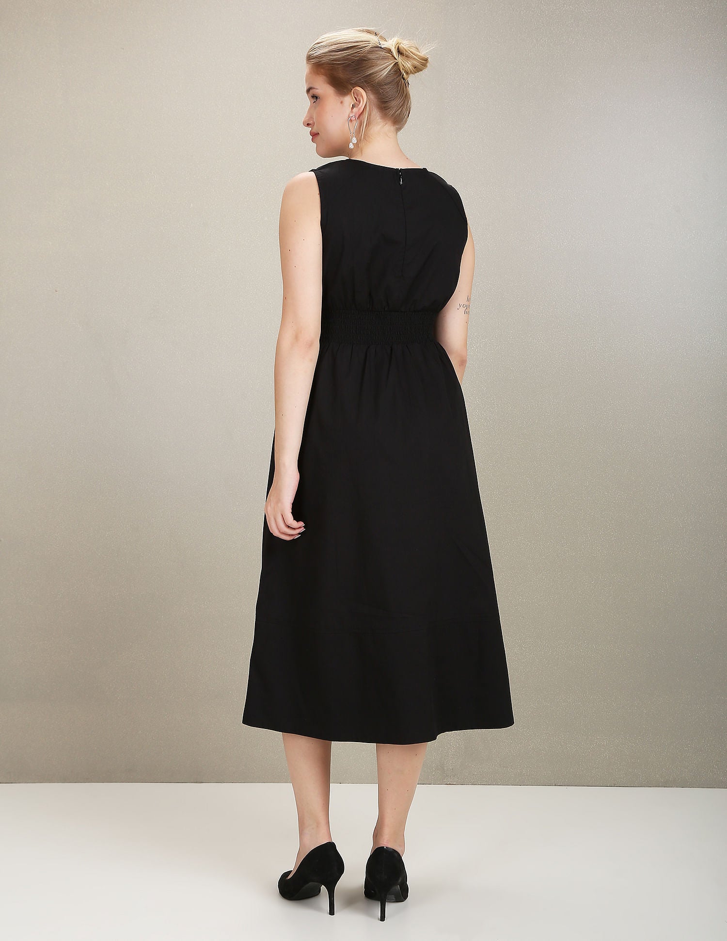 Boat Neck Cotton Fit And Flare Dress Black - U.S. POLO ASSN. | Large