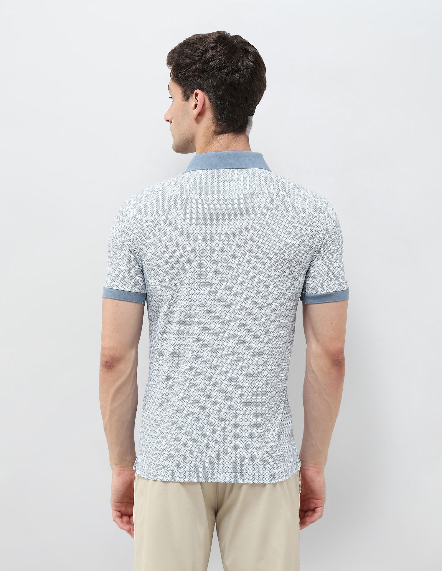 All-Over Printed Slim Fit Polo Shirt Light Blue - U.S. Polo Assn. India | Large