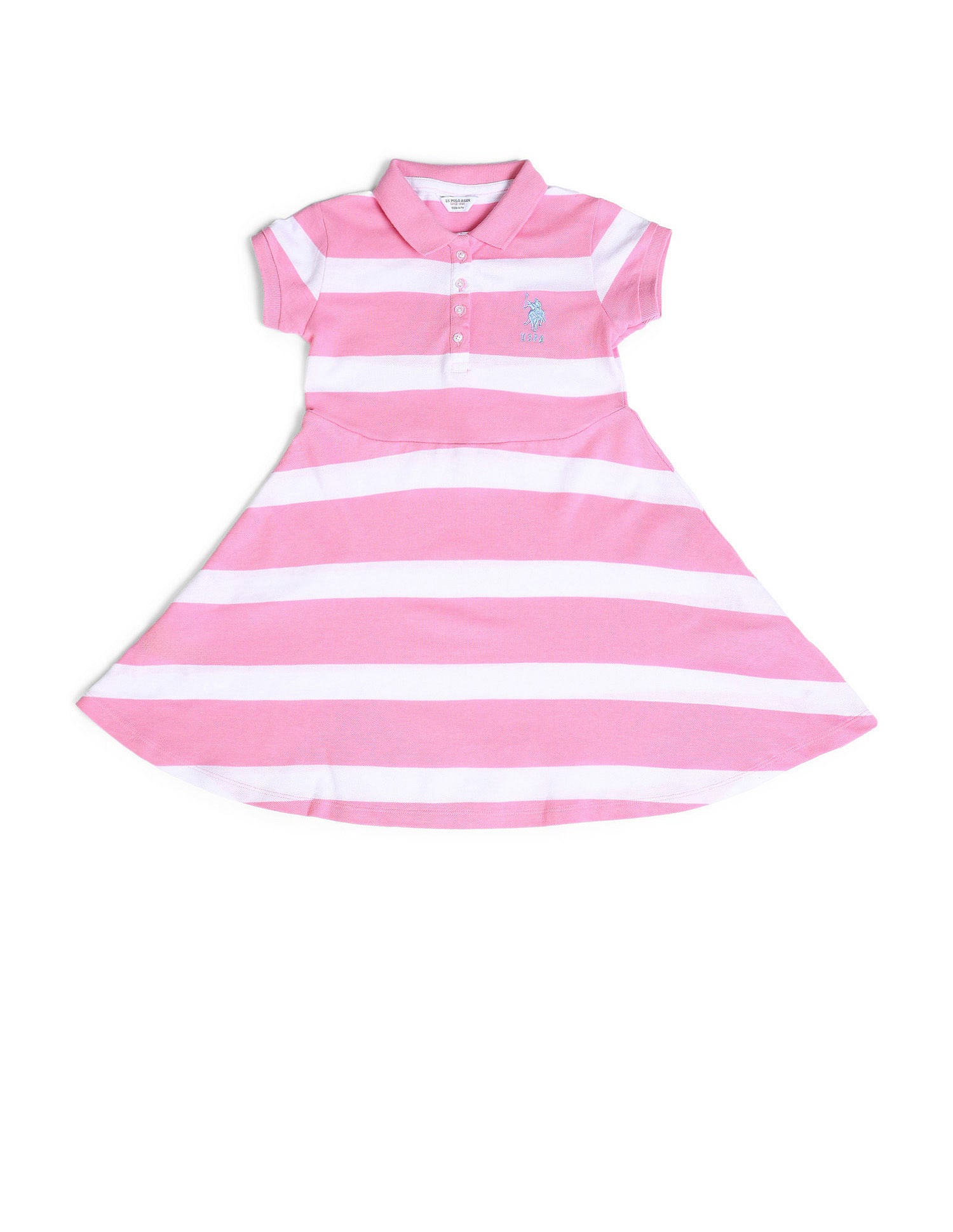 Girls Striped A-line Dress Light Pink - U.S. POLO ASSN. | Large