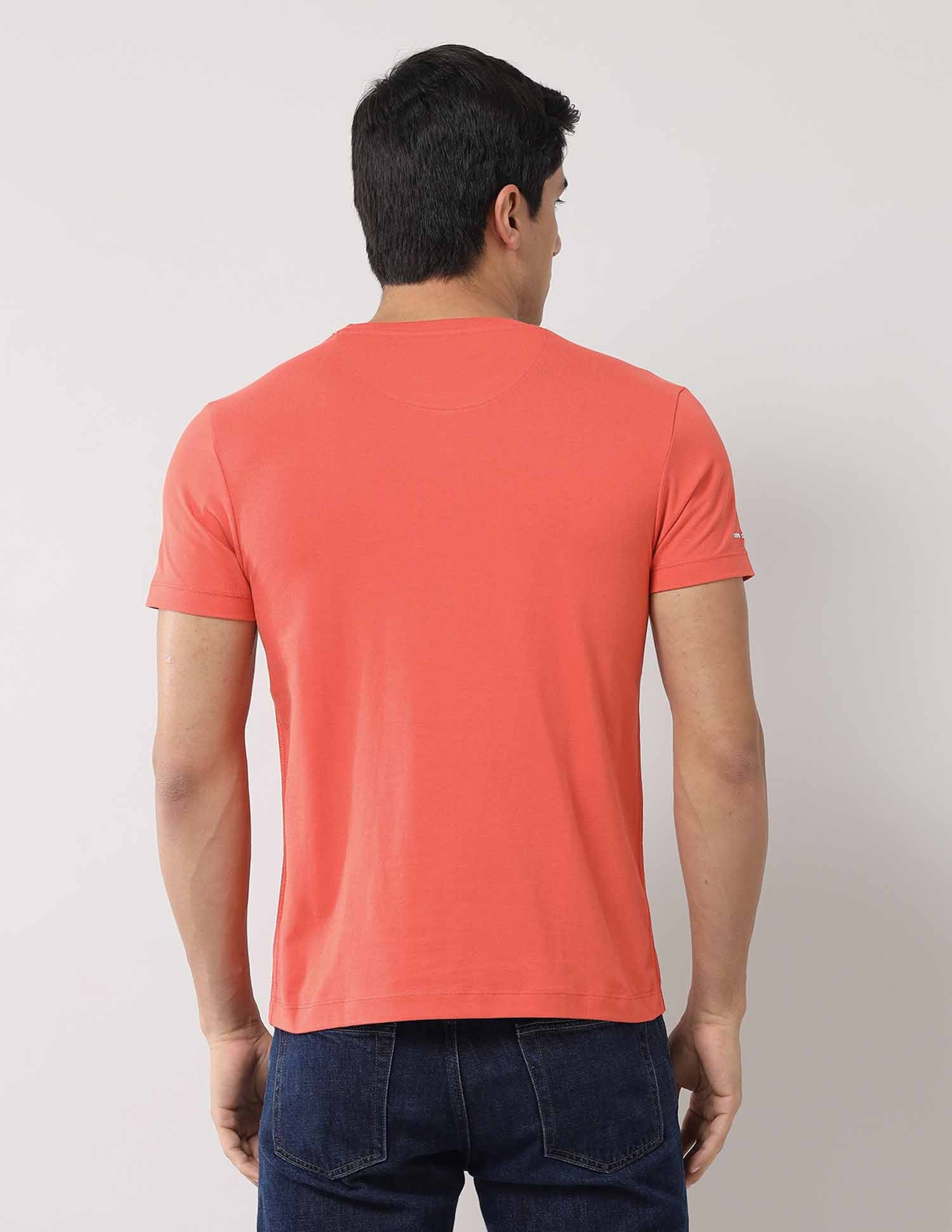 Brand Printed Pure Cotton T-Shirt Orange - U.S. POLO ASSN. | Large