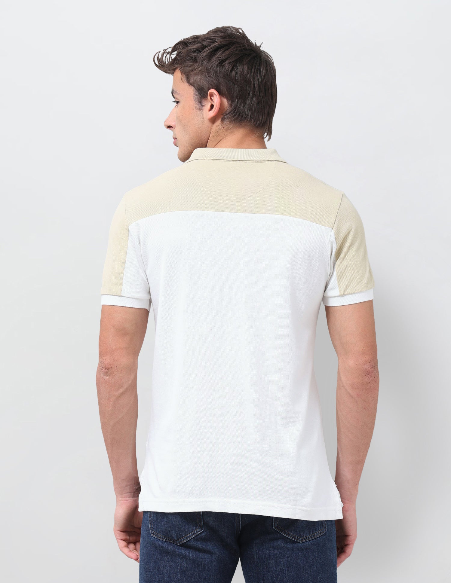 Colourblocked Regular Fit Polo Shirt Off White - U.S. Polo Assn. India | Large