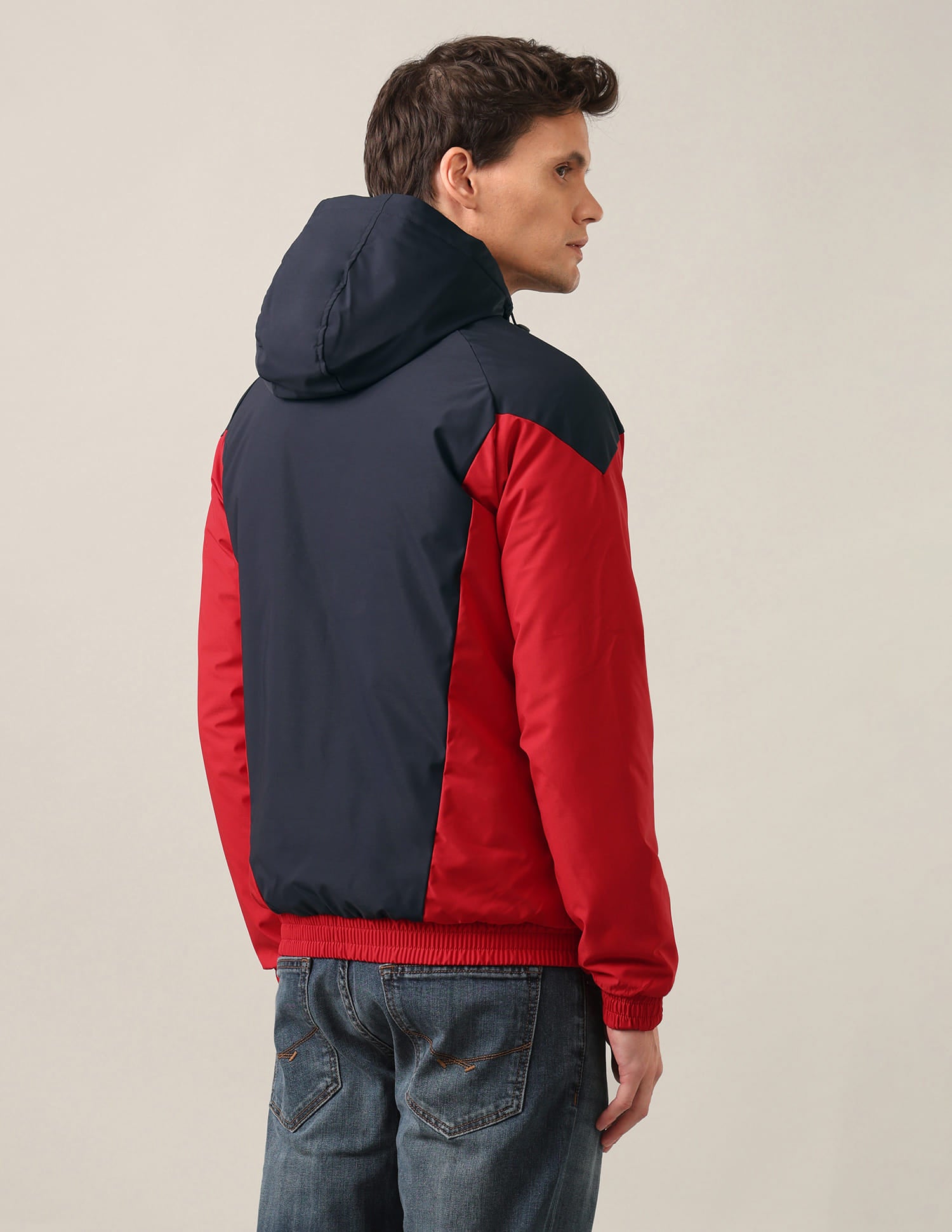 Colour Block Logo Hooded Jacket Navy and Red - U.S. Polo Assn. India | Large