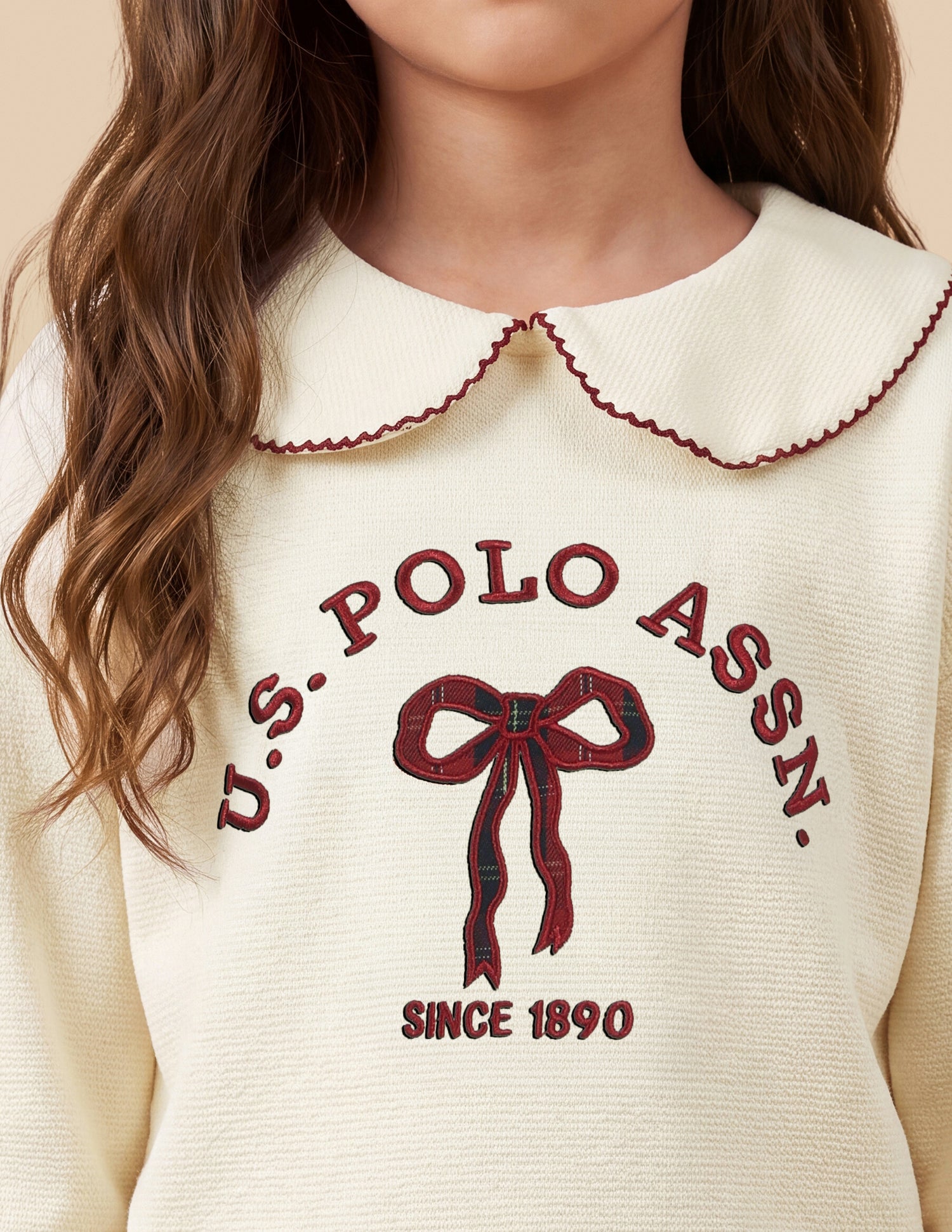 Brand Applique Relaxed Fit Sweatshirt Off White - U.S. Polo Assn. India | Large