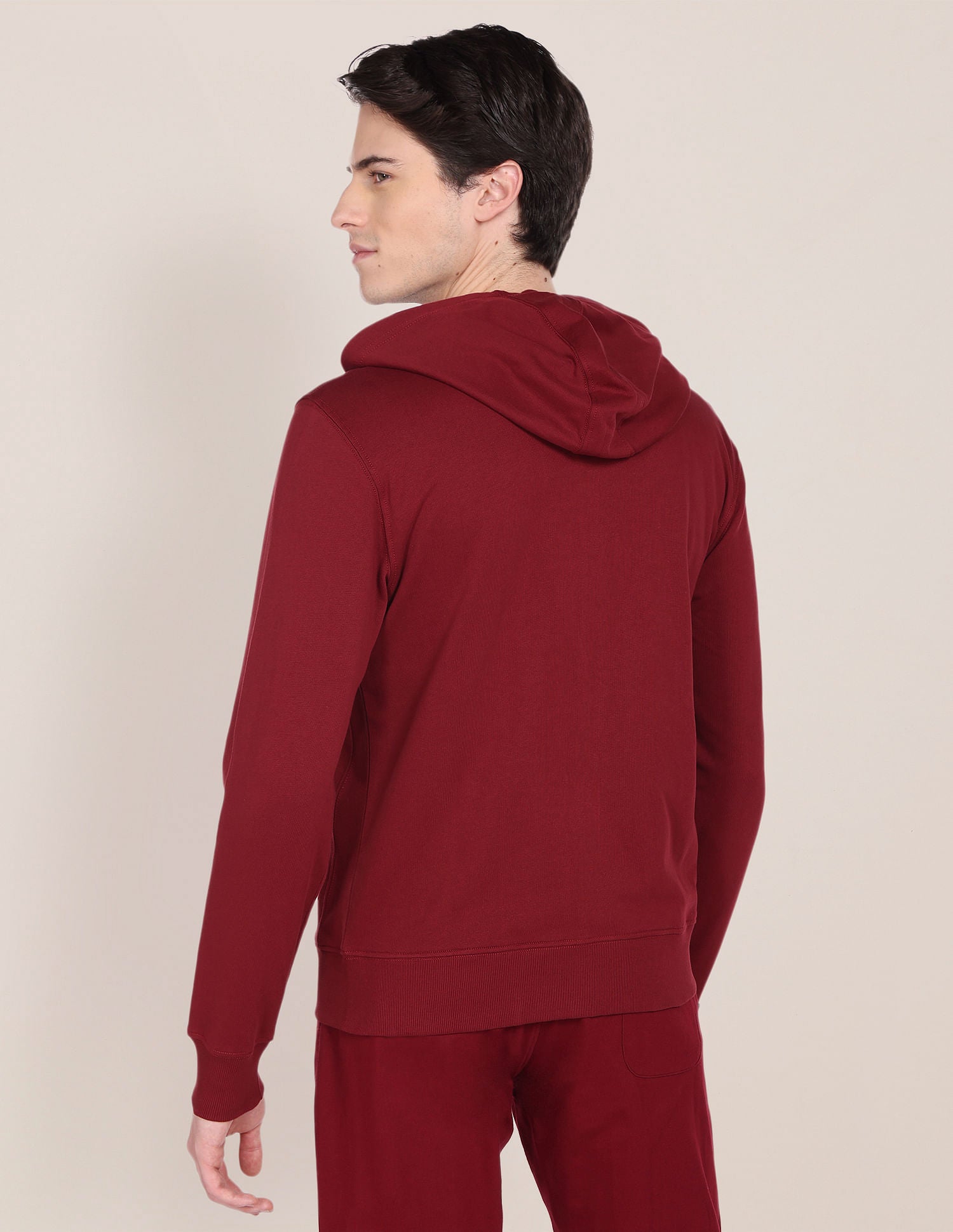 Solid Hooded Sweatshirt Dark Red - U.S. Polo Assn. India | Large