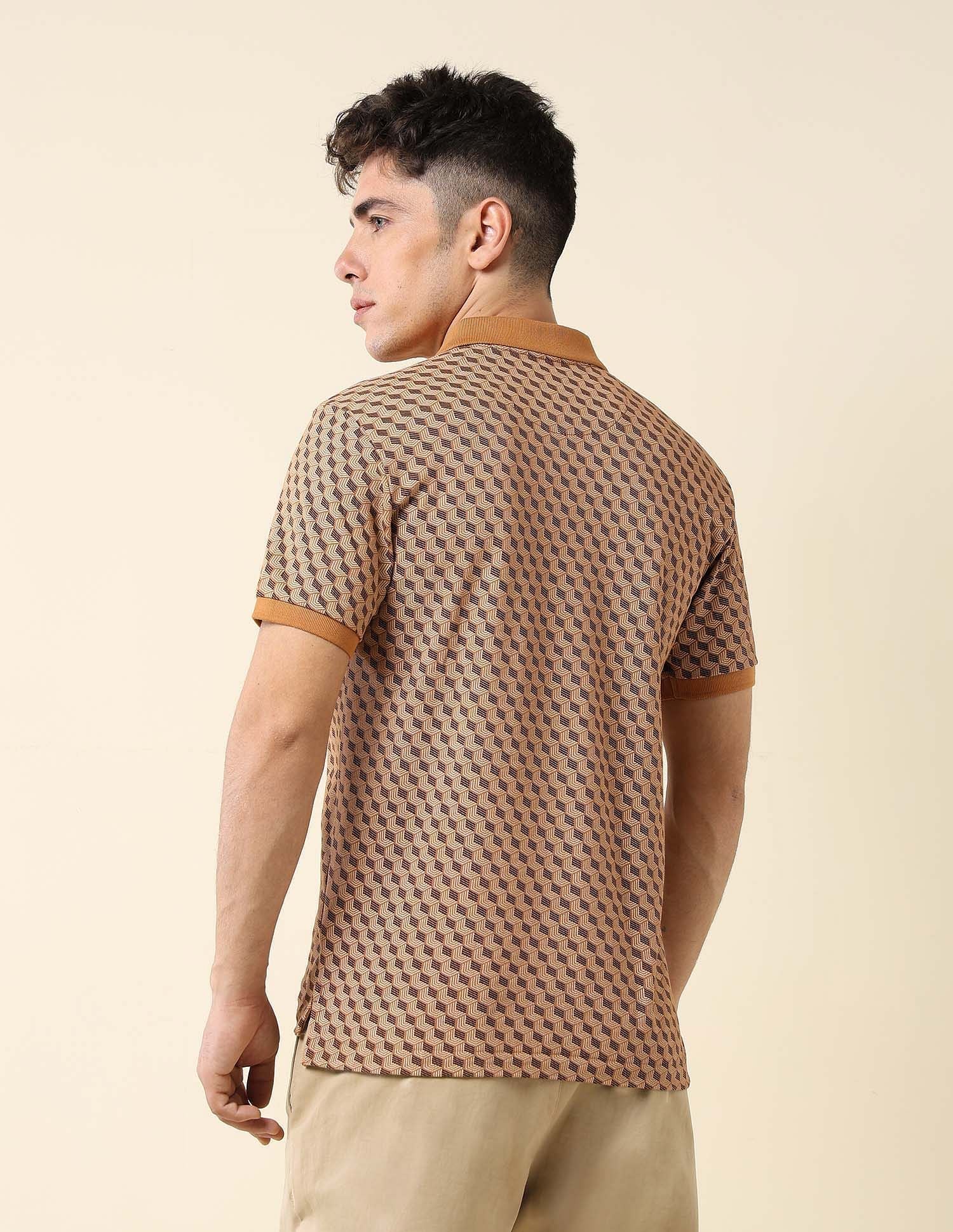 All-Over Printed Slim Fit Polo Shirt Brown - U.S. Polo Assn. India | Large