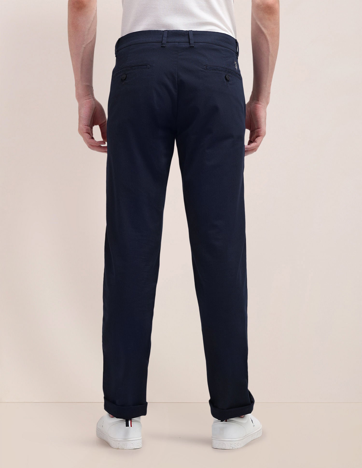 Denver Slim Fit Solid Trousers Navy - U.S. POLO ASSN. | Large