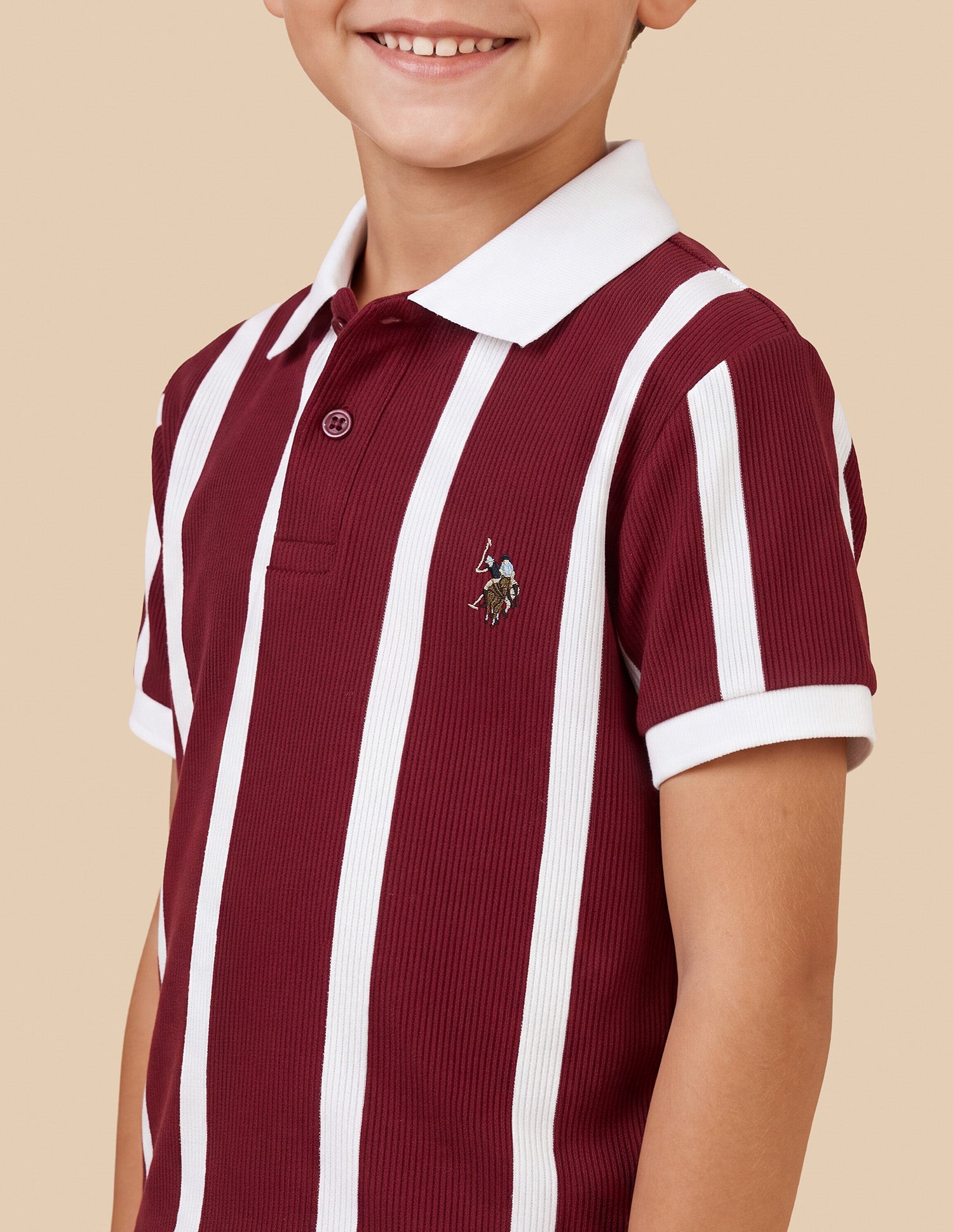 Vertical Striped Regular Fit Polo Shirt Maroon - U.S. Polo Assn. India | Large