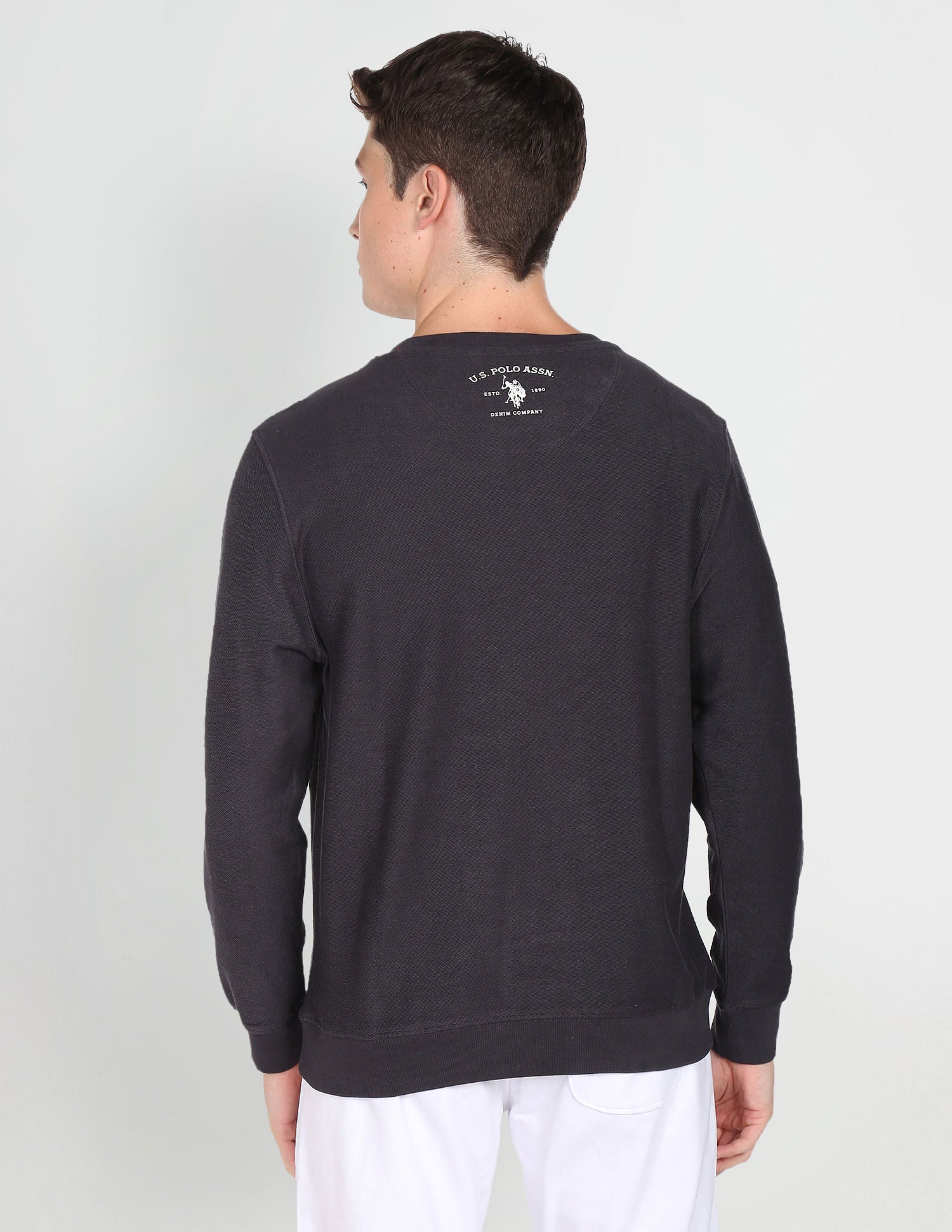 Crew Neck Graphic Print Cotton Sweatshirt Dark Grey - U.S. POLO ASSN. | Large