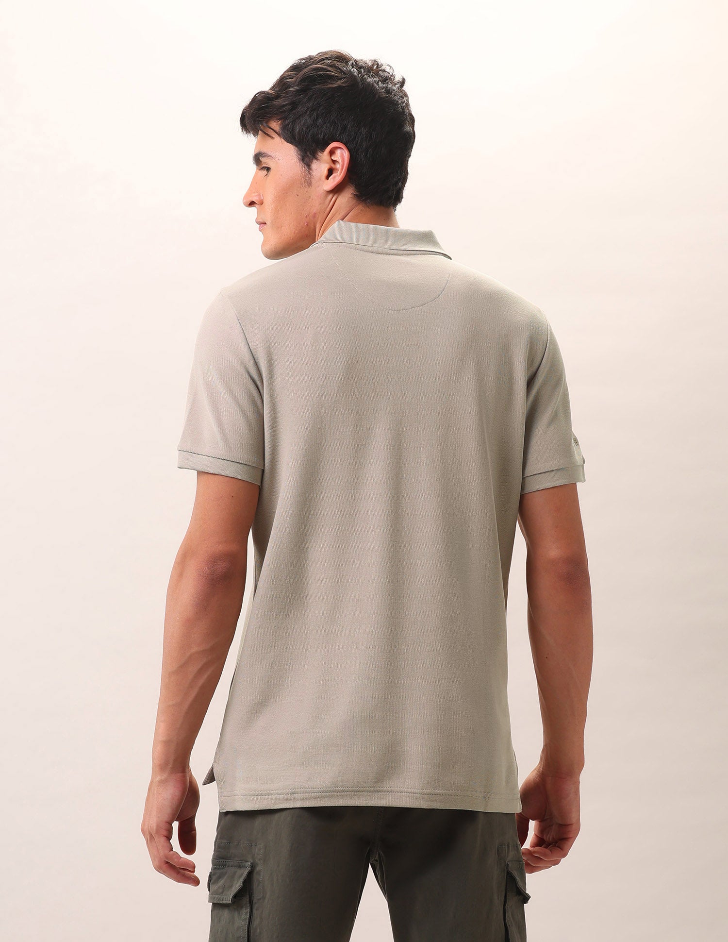 Brand Embossed Pure Cotton Polo Shirt Beige - U.S. POLO ASSN. | Large