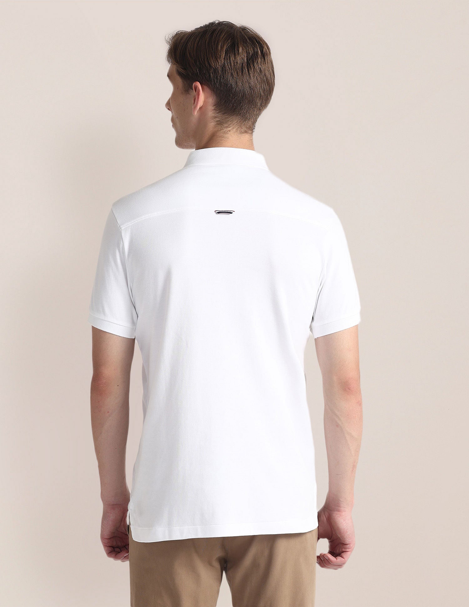 Ribbed Collar Solid Polo Shirt White - U.S. Polo Assn. India | Large