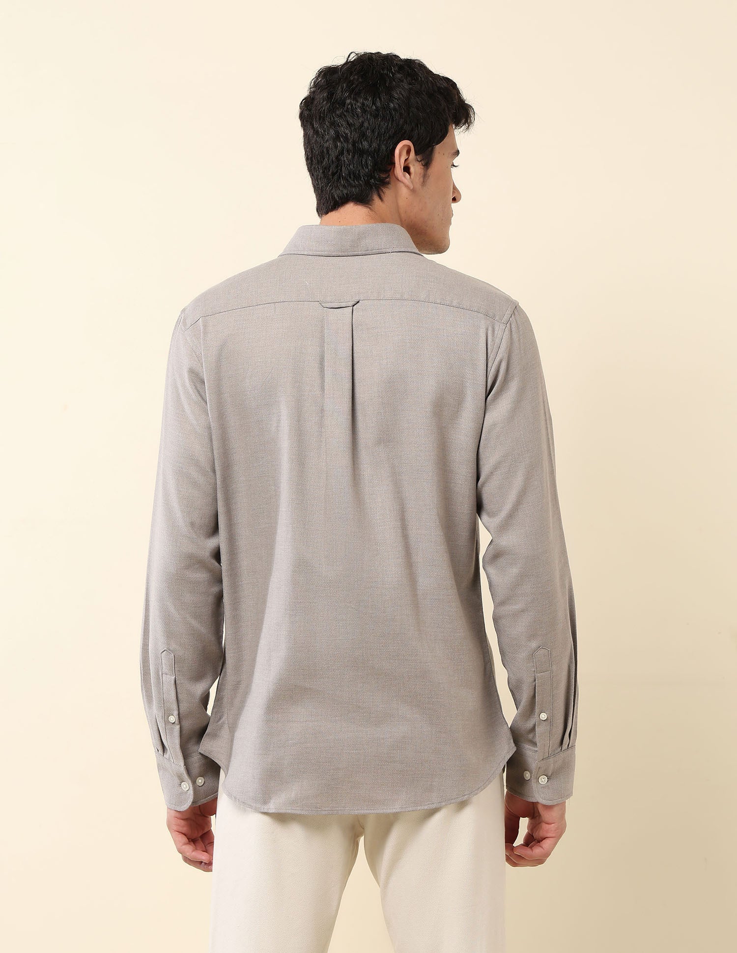 Tailored Fit Pure Cotton Dobby Shirt Grey - U.S. Polo Assn. India | Large