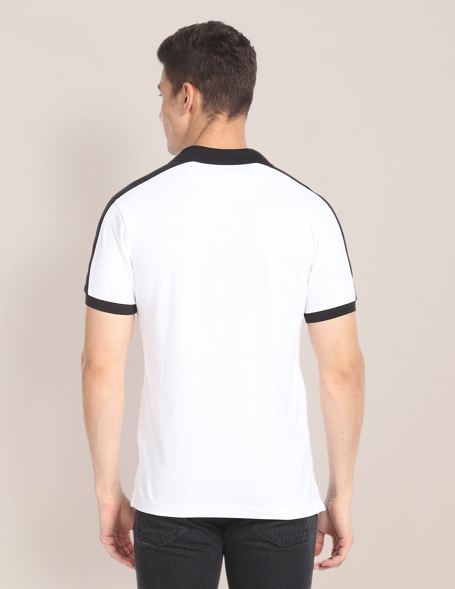 Contrast Collar Pique Polo Shirt White - U.S. POLO ASSN. | Large