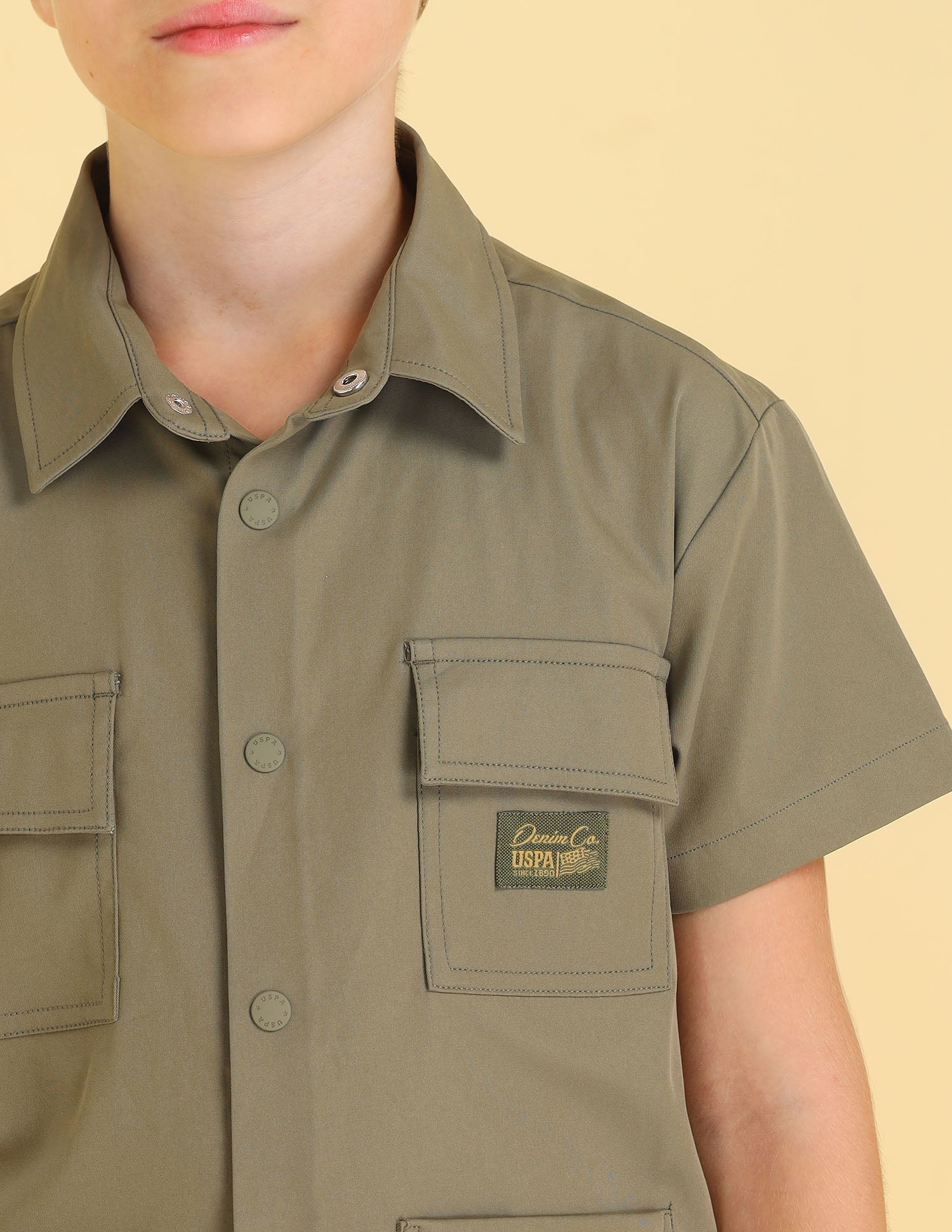 UKSHT1515 OLIVE Boys Shirt Olive - U.S. POLO ASSN. | Large