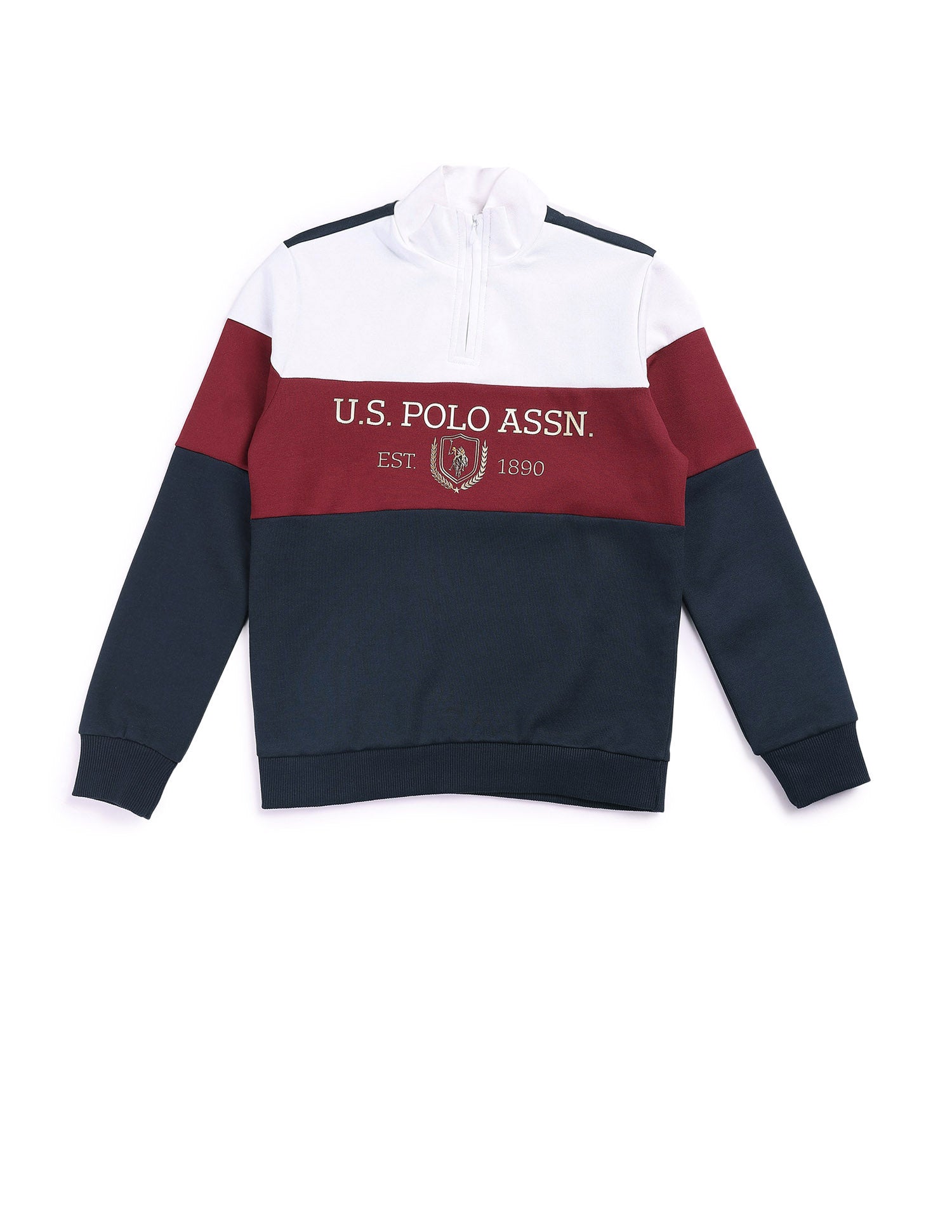 Boys Colour Blocked High Neck Sweatshirt Navy - U.S. POLO ASSN. | Large