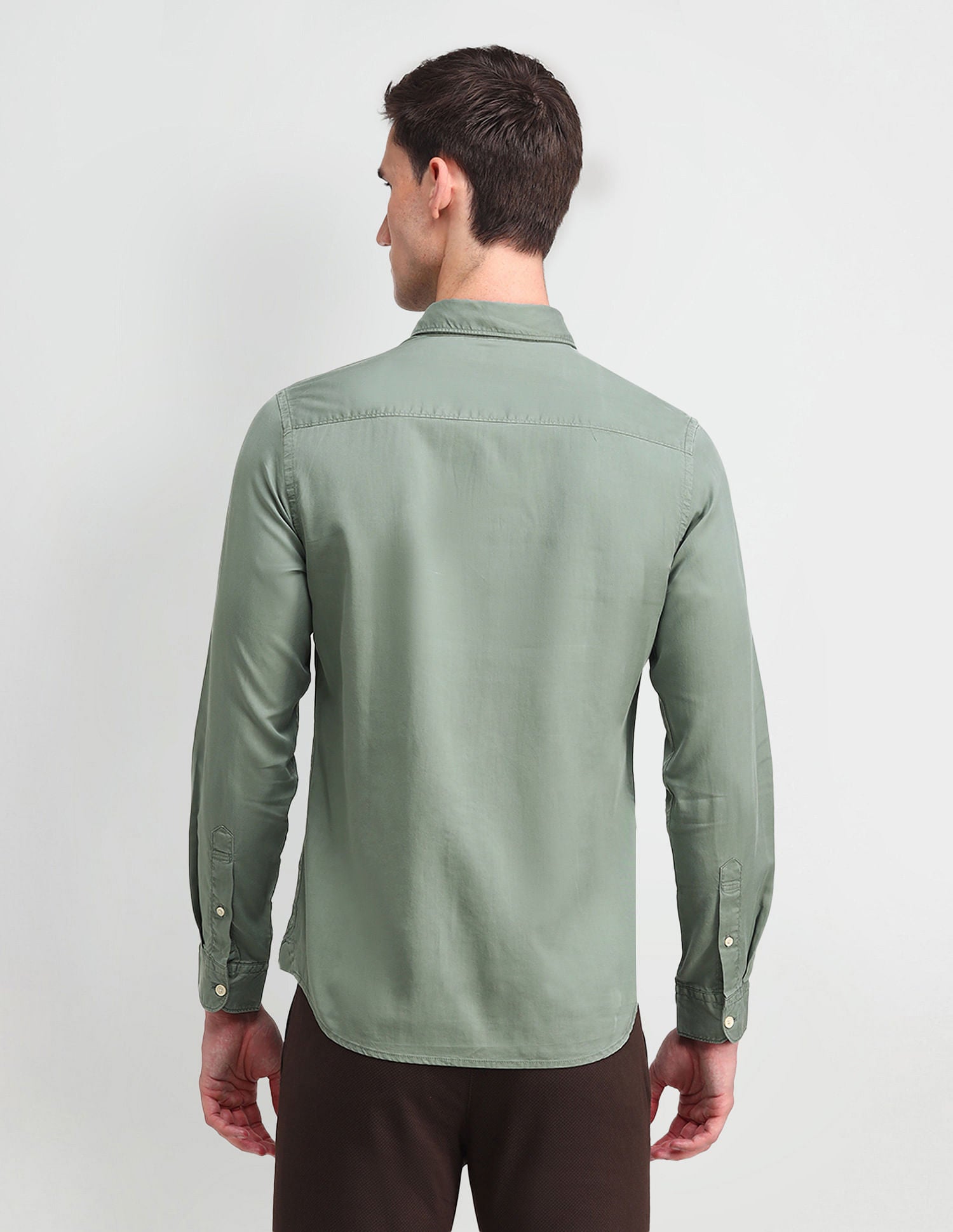 Slim Fit Twill Shirt Green - U.S. Polo Assn. India | Large