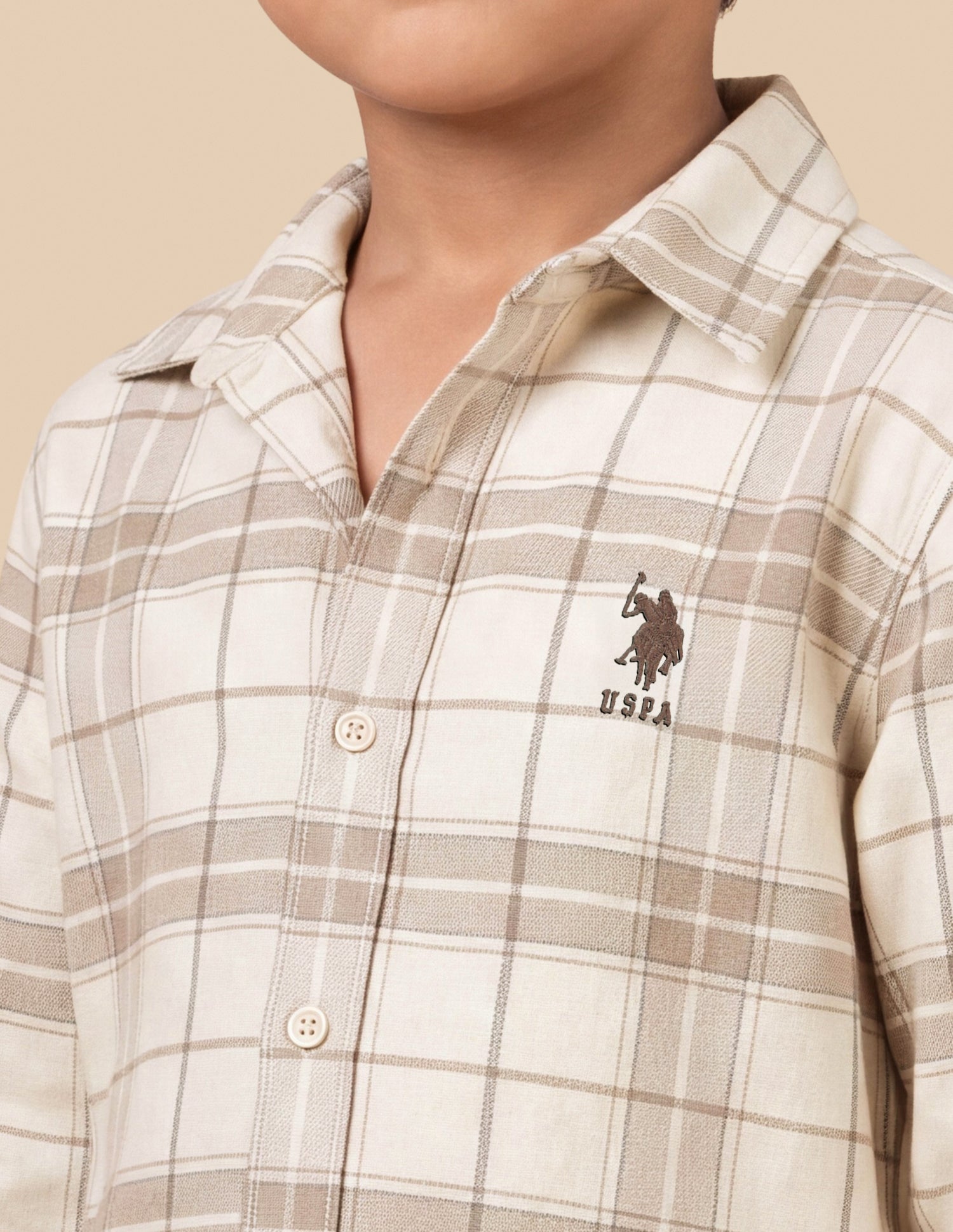 Plaid Checked Corduroy Shirt Beige - U.S. Polo Assn. India | Large