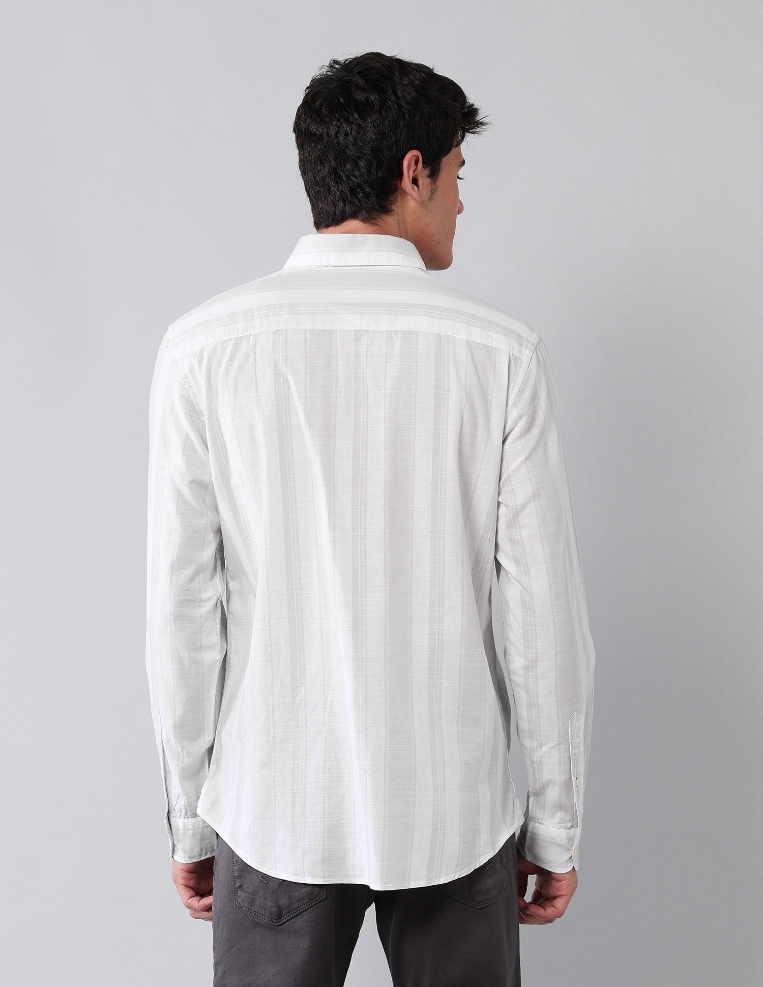 Vertical Striped Pure Cotton Shirt Stone - U.S. Polo Assn. India | Large