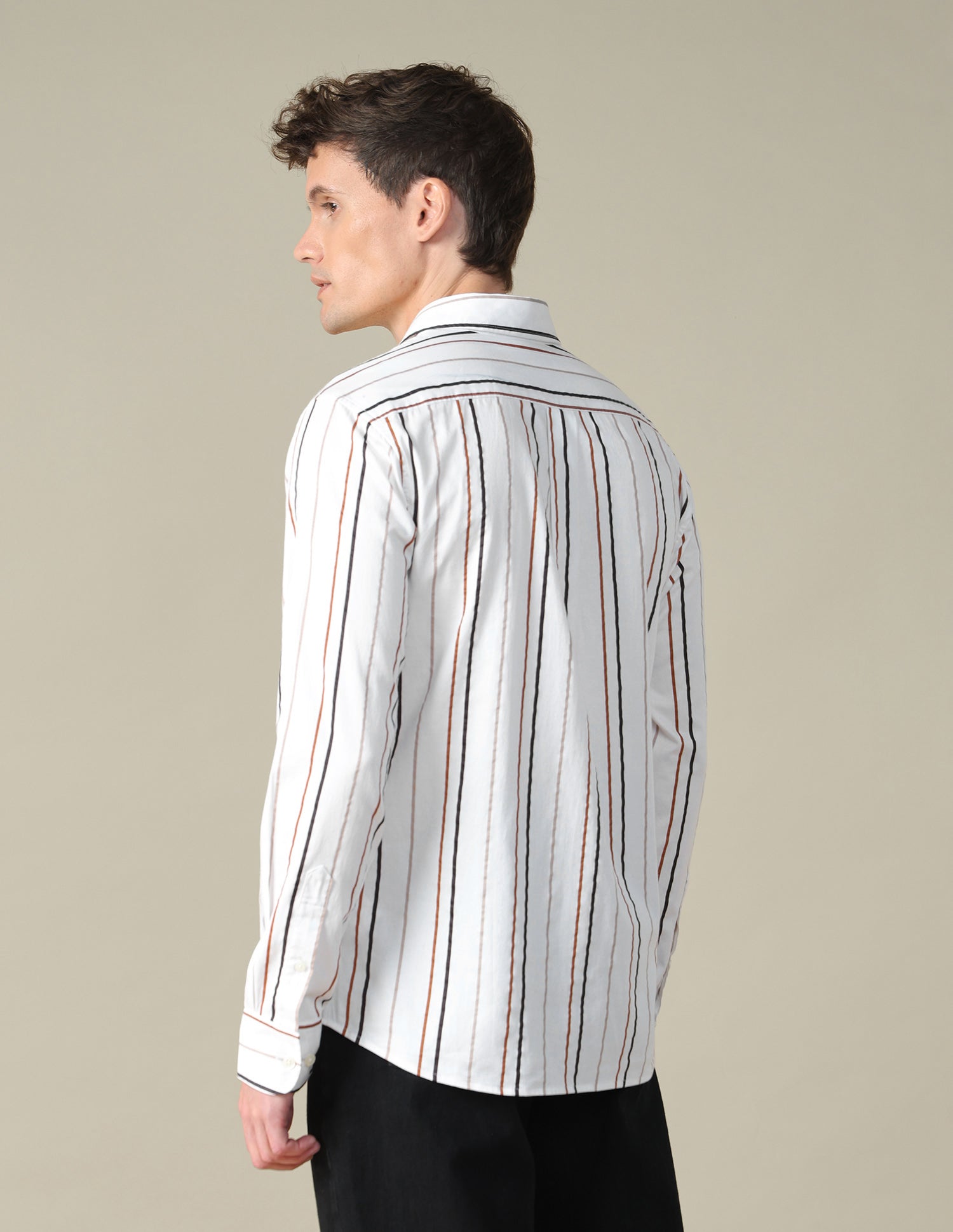 Vertical Striped Satin Shirt Rust - U.S. Polo Assn. India | Large