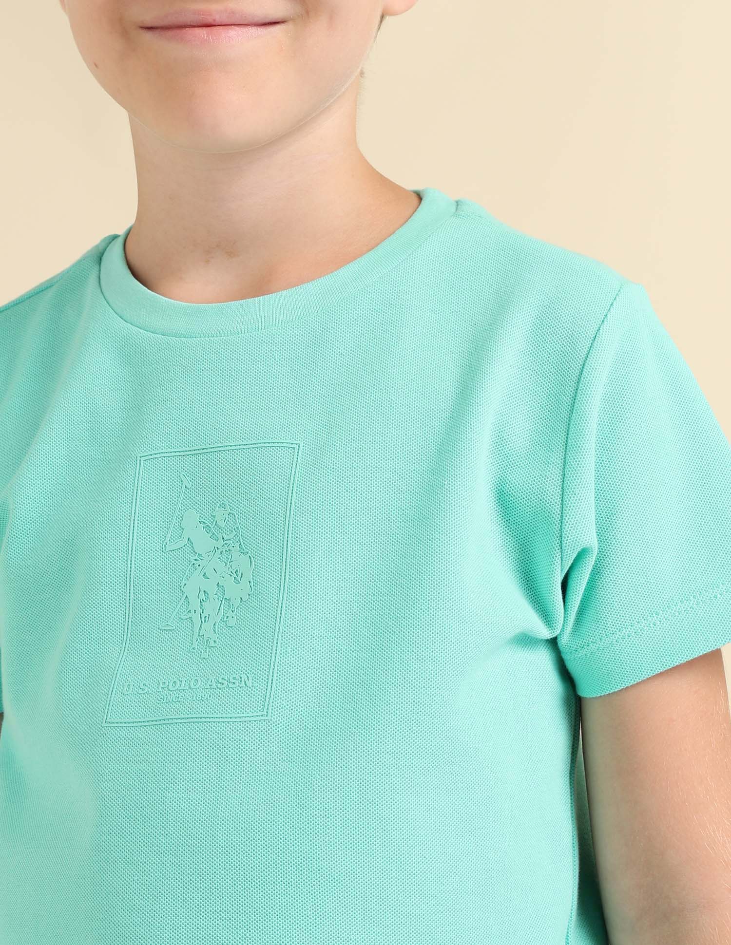 Boys Brand Embossed Regular Fit T-Shirt Aqua - U.S. POLO ASSN. | Large